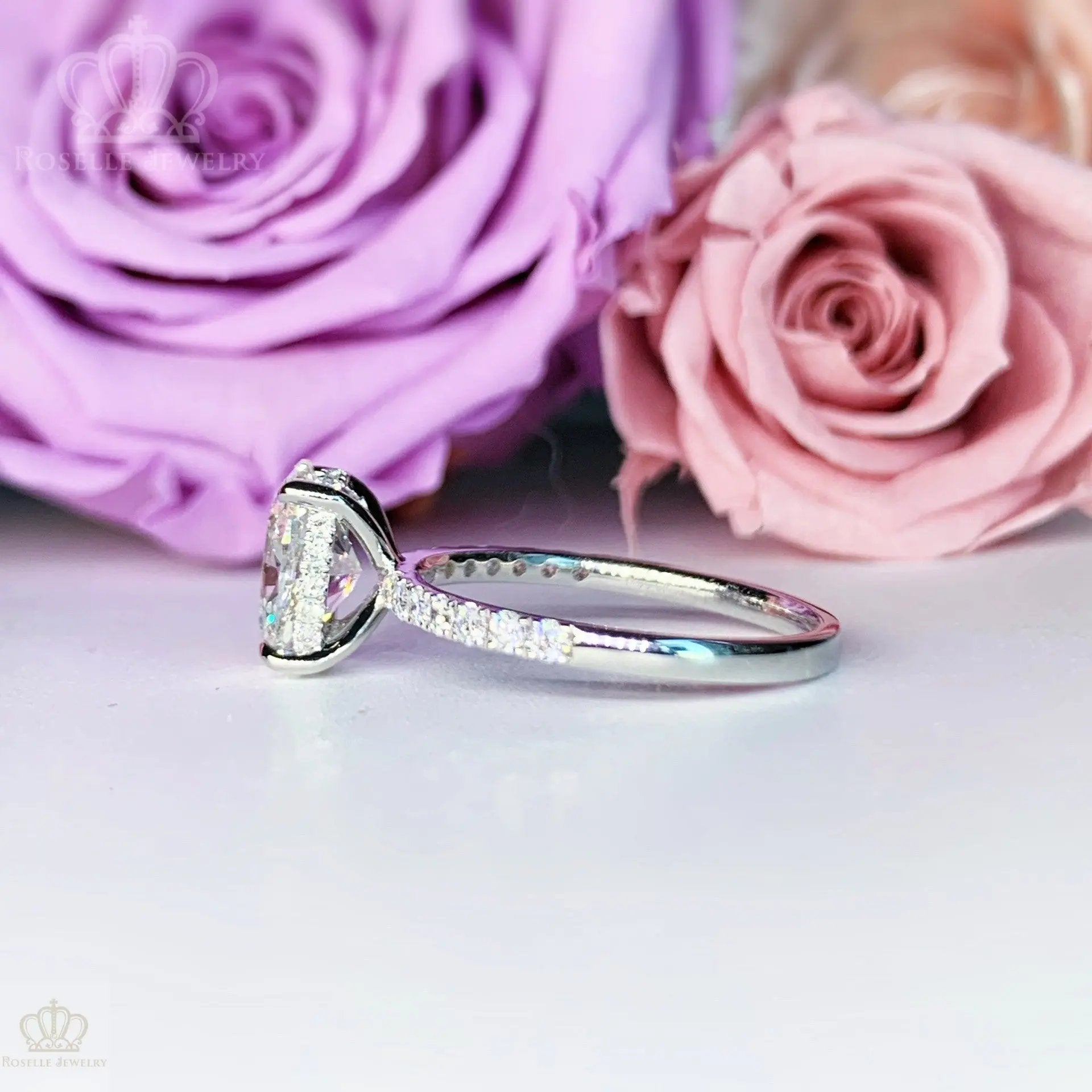 LGR086 - [Setting Only] Hidden Halo Diamond Side Stone Engagement Ring CHARLISA™