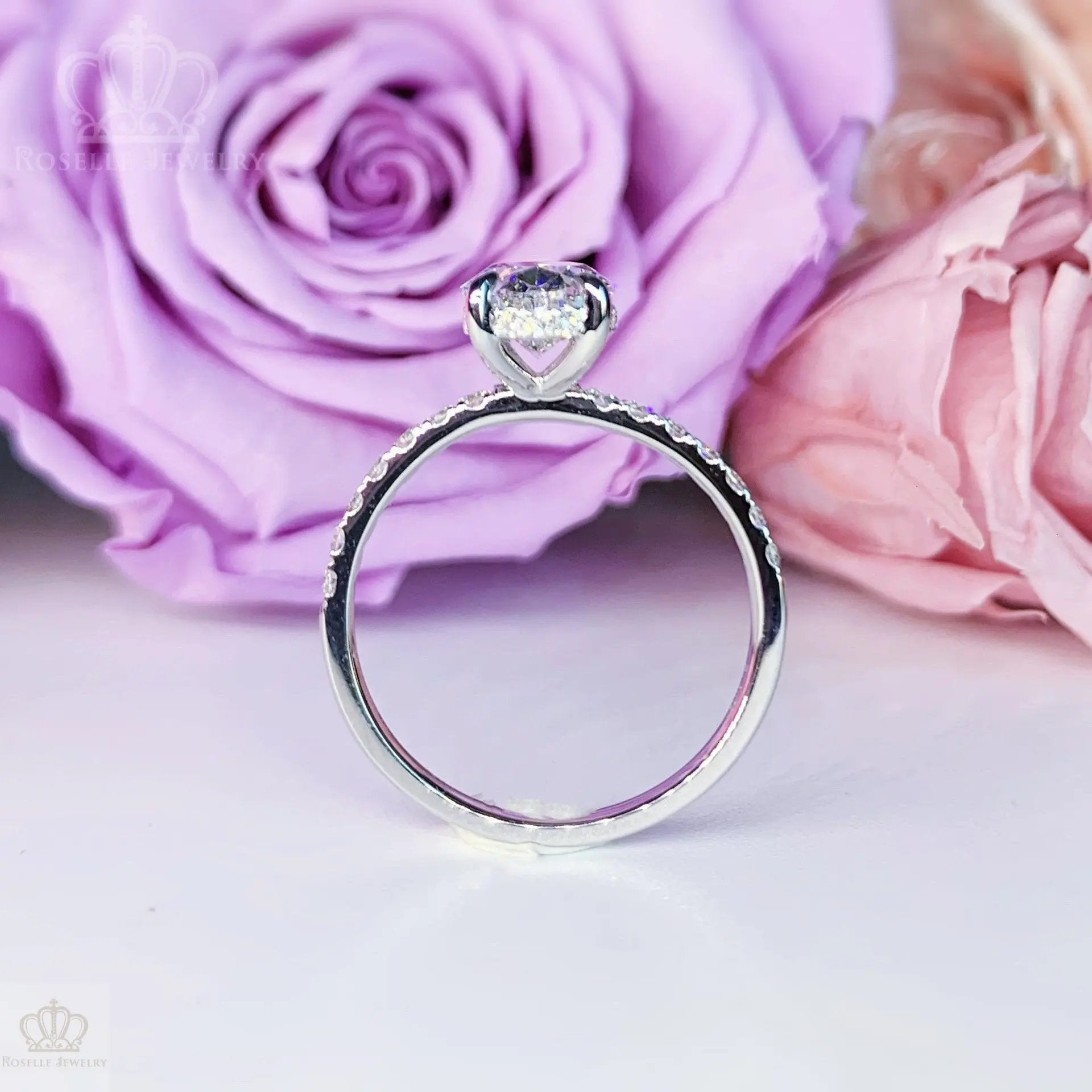 LGR086 - [Setting Only] Hidden Halo Diamond Side Stone Engagement Ring CHARLISA™