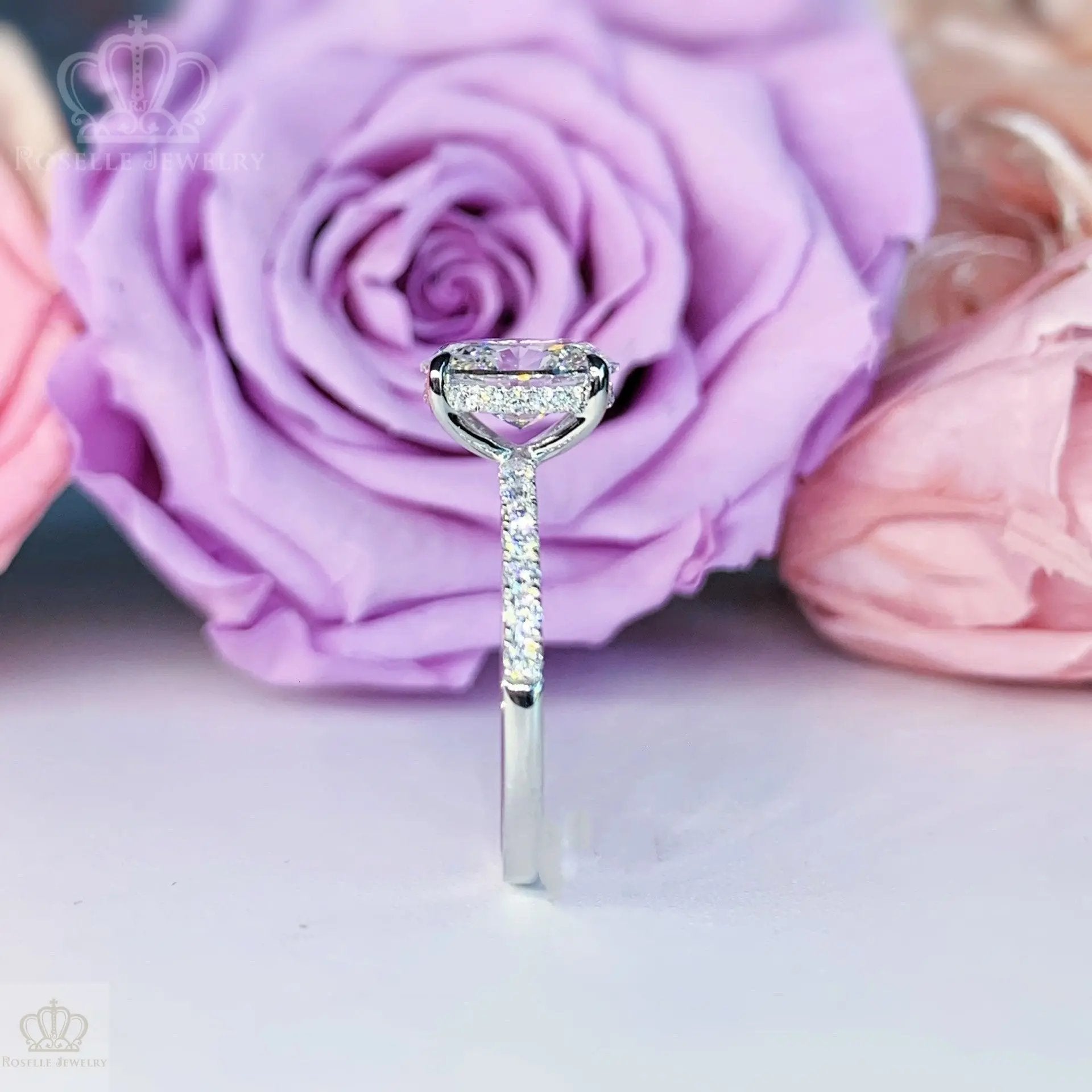 LGR086 - [Setting Only] Hidden Halo Diamond Side Stone Engagement Ring CHARLISA™