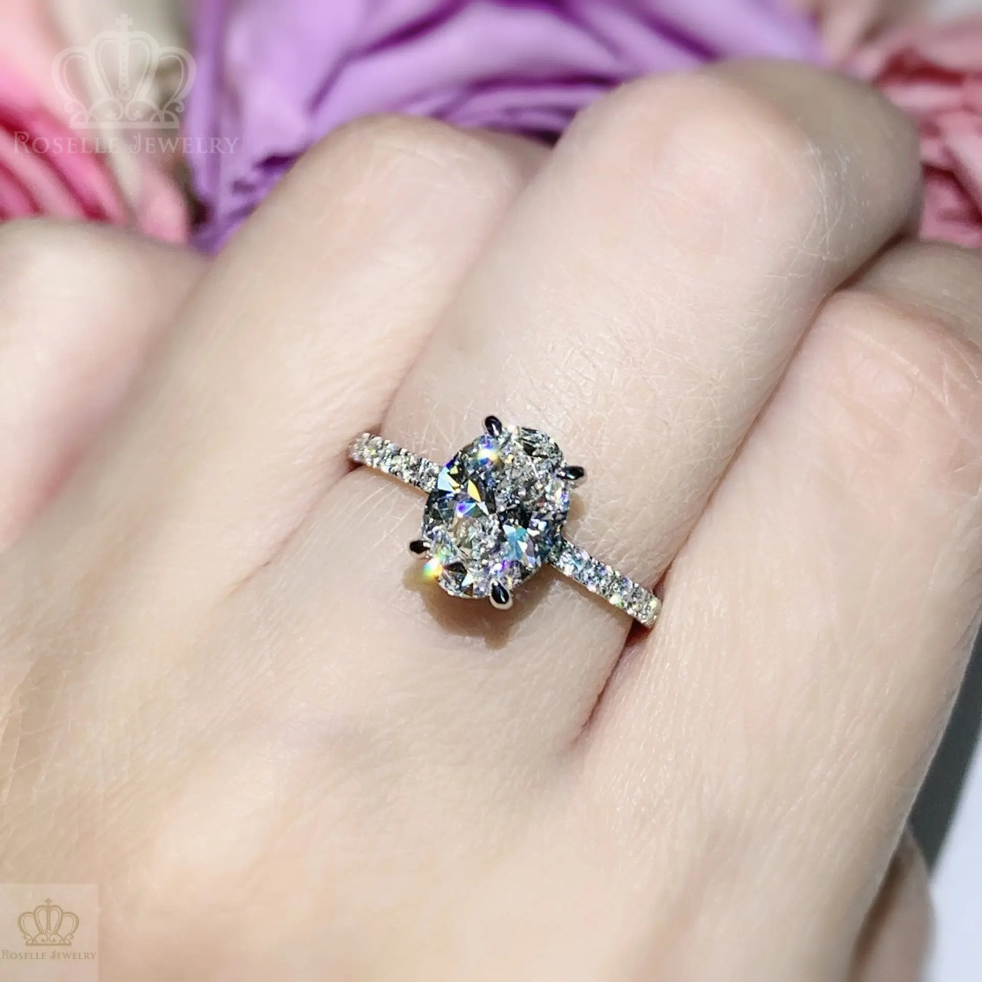 LGR086 - [Setting Only] Hidden Halo Diamond Side Stone Engagement Ring CHARLISA™