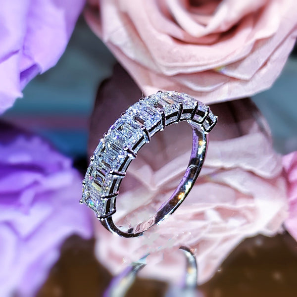 Emerald Half Eternity Lab Grown Diamond Wedding Ring - LGR053