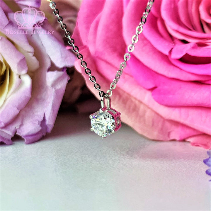 18K White Gold 0.38CT Round Lab Grown Diamond Pendants Necklaces - LC3 - Roselle Jewelry