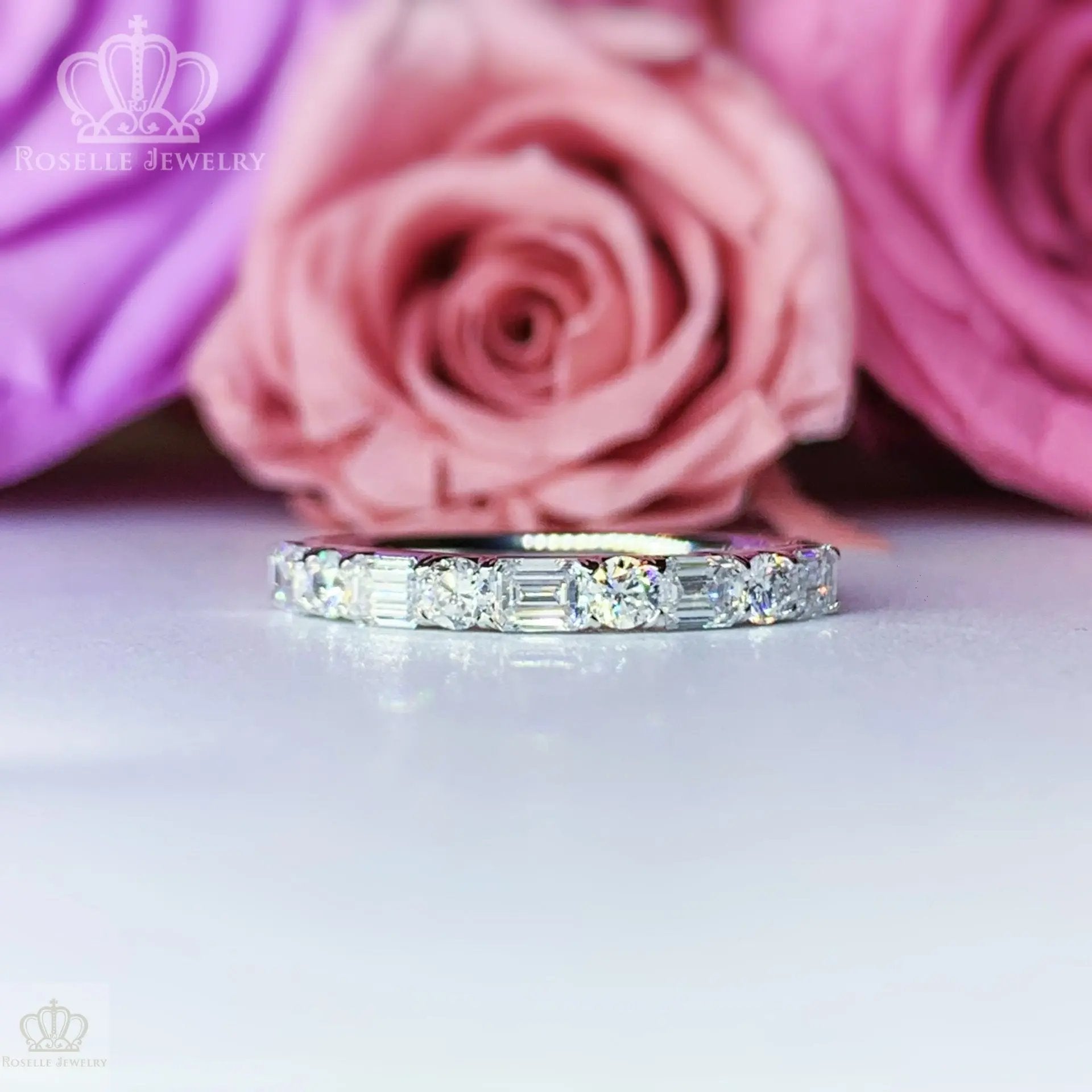 LGR075 - 0.75CTW Emerald Mixed Diamonds Half Eternity Wedding Ring CHARLISA™
