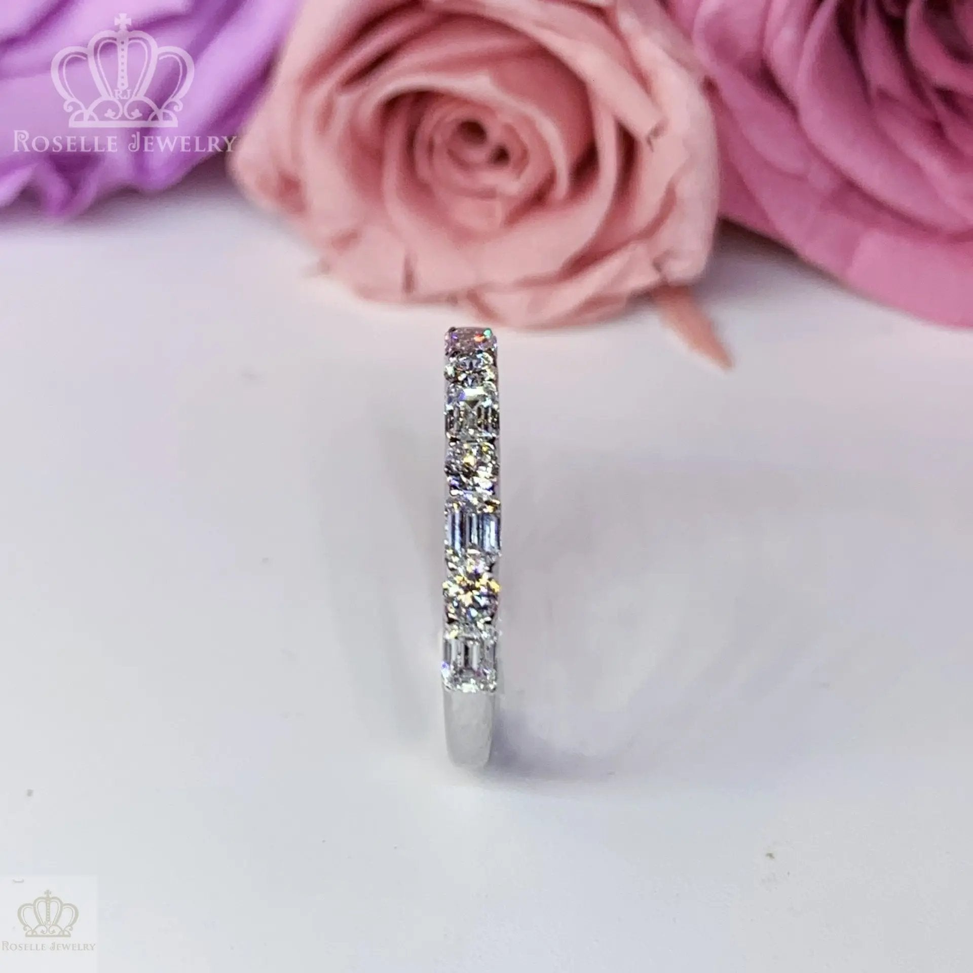 LGR075 - 0.75CTW Emerald Mixed Diamonds Half Eternity Wedding Ring CHARLISA™