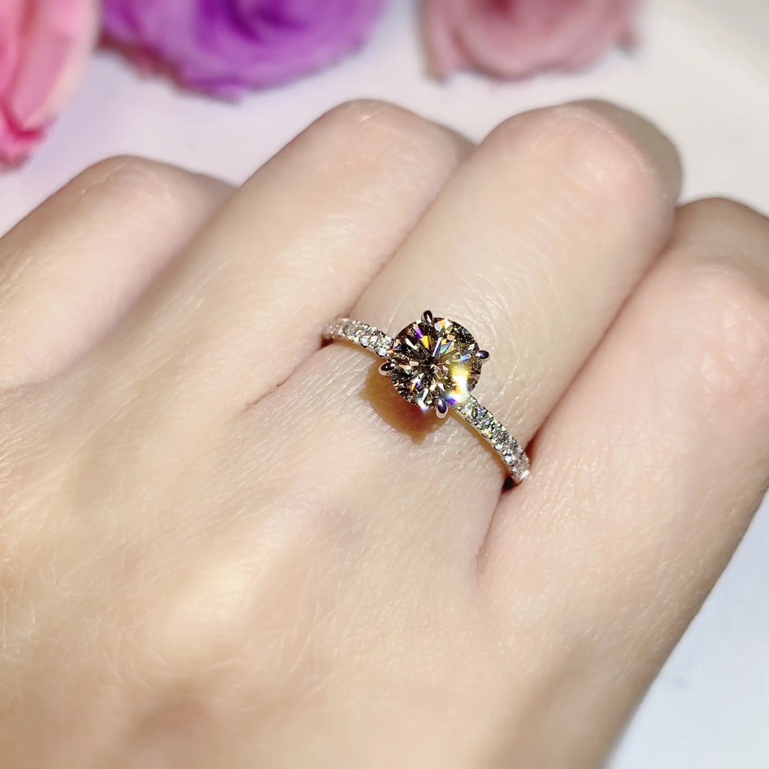 LGR050 - [Setting Only] Four Prong With Side Stone Diamond Engagement Ring CHARLISA™