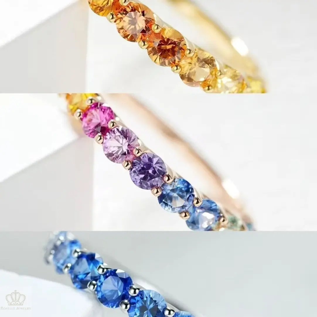 SBA001 - Rainbow Sapphire Half Ring Camélia™