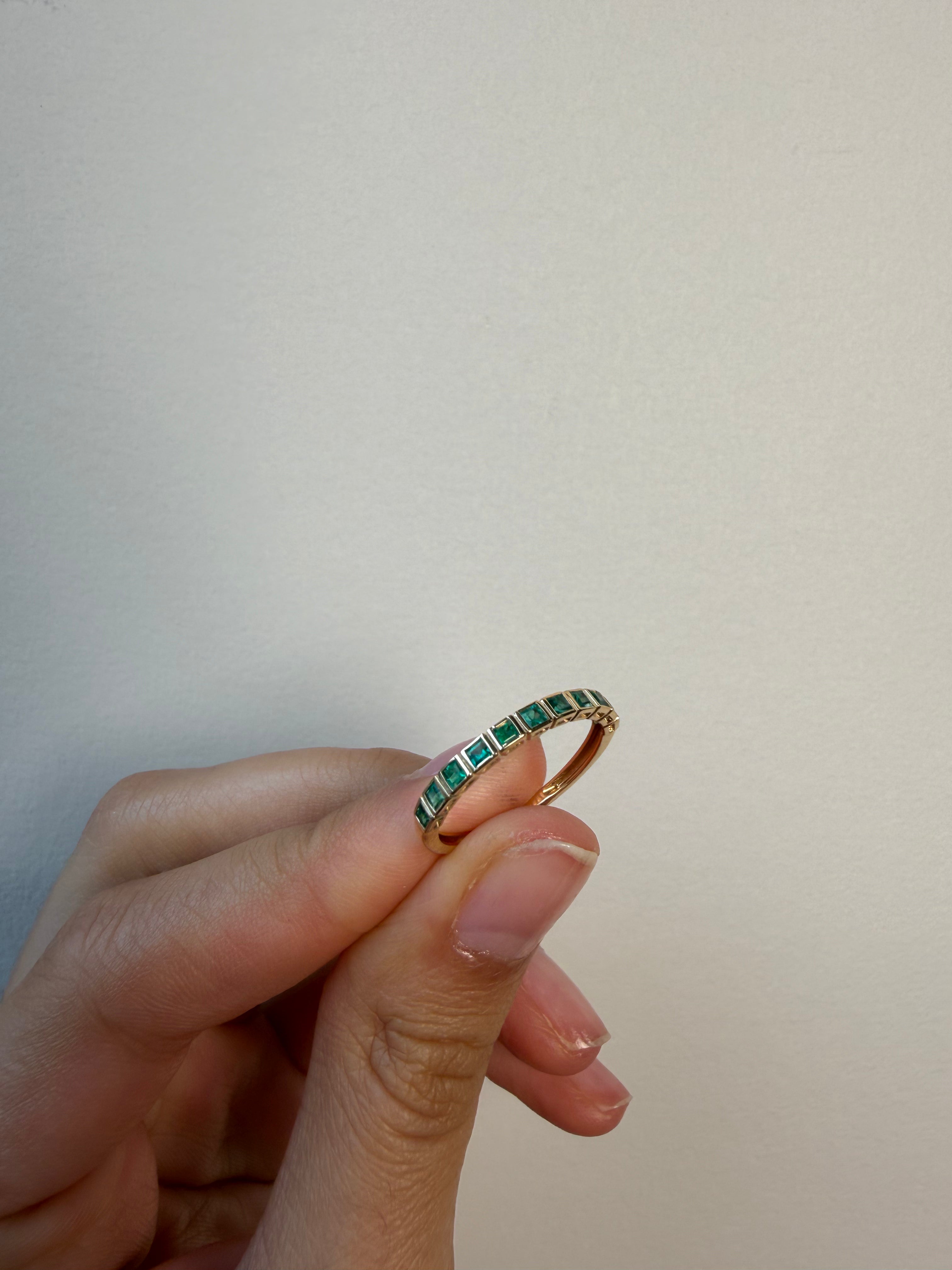 OBFJ0080 - 14K Gold Burnish Princess Cut Emerald Stacking Ring 3