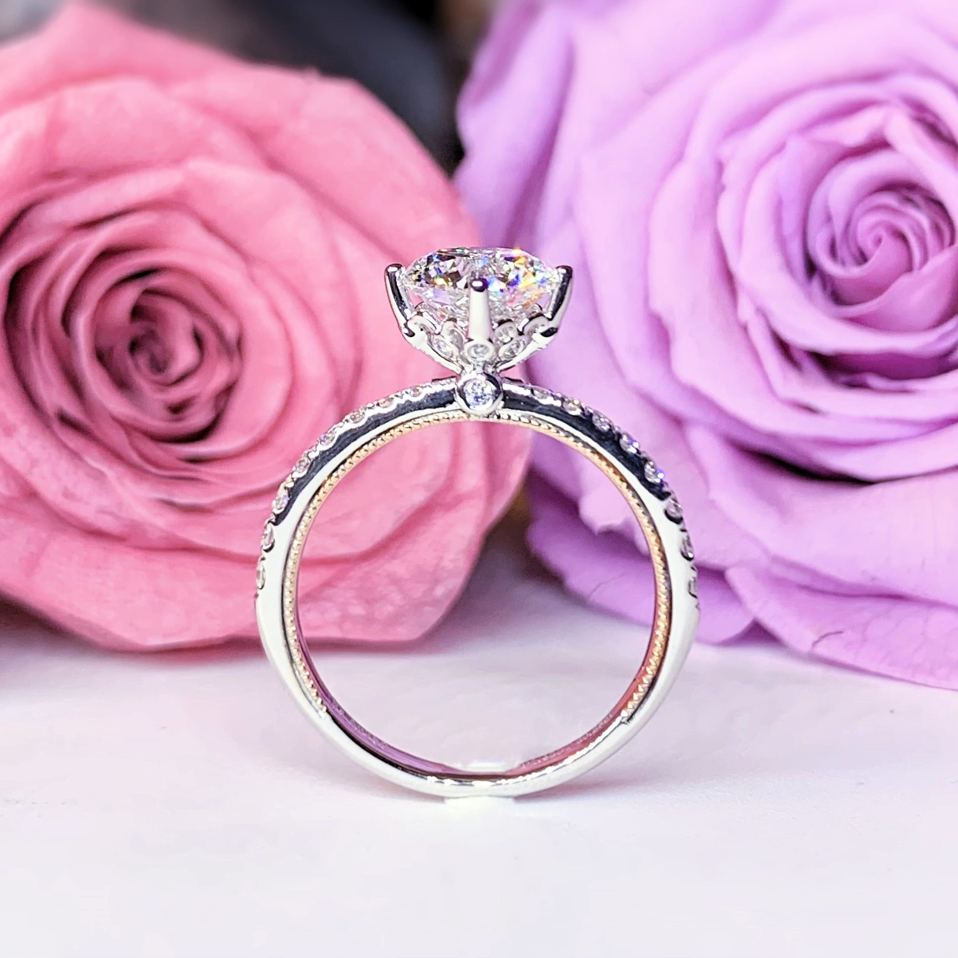 LGR170 - [Hanya Cincin Batu Sisi Dua Warna] Cincin Pertunangan Berlian