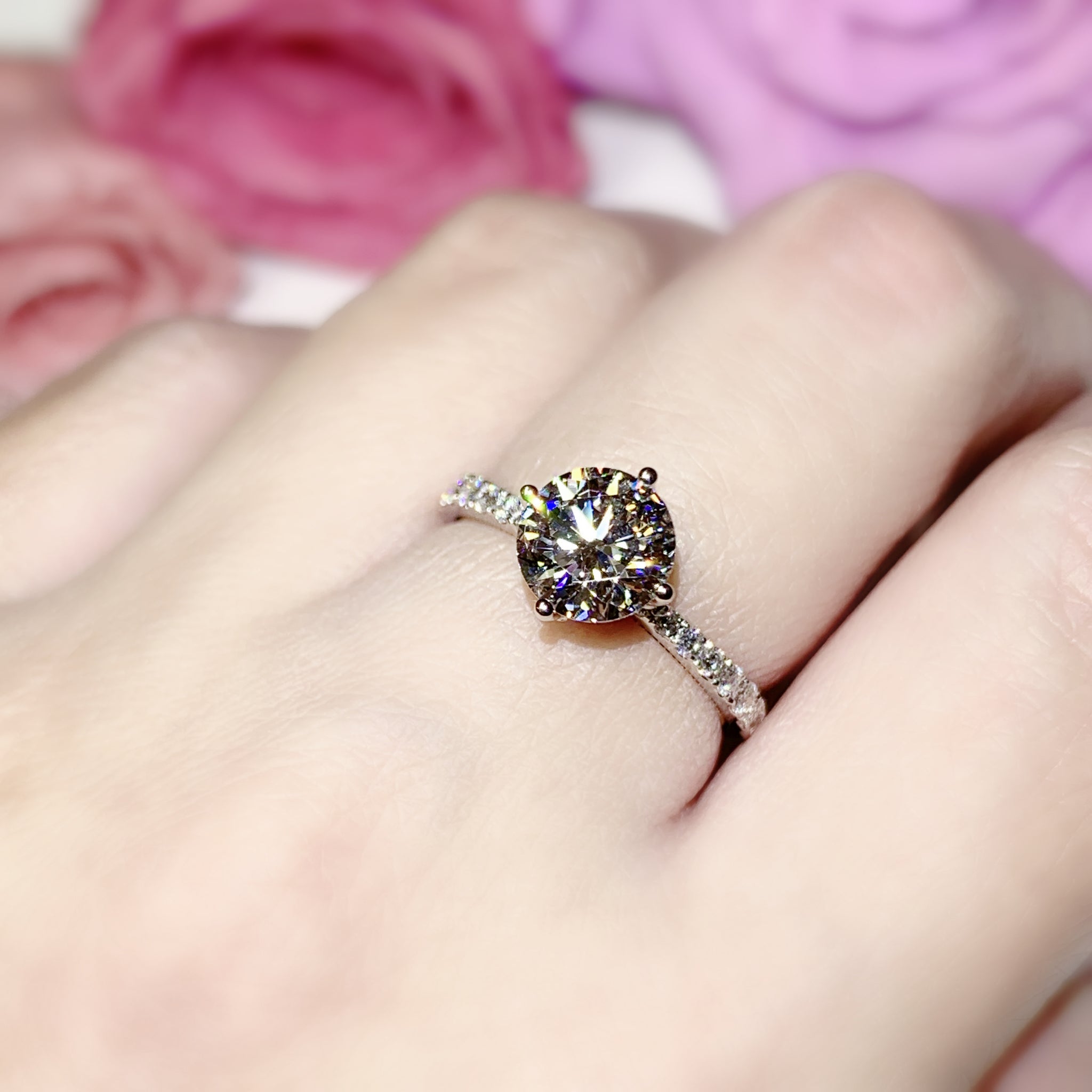 LGR170 - [Hanya Cincin Batu Sisi Dua Warna] Cincin Pertunangan Berlian