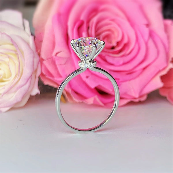 Floral Hidden Halo Diamond Engagement Ring [Setting Only] - EC104 With 0.9 Carat Round Shape Lab Diamond