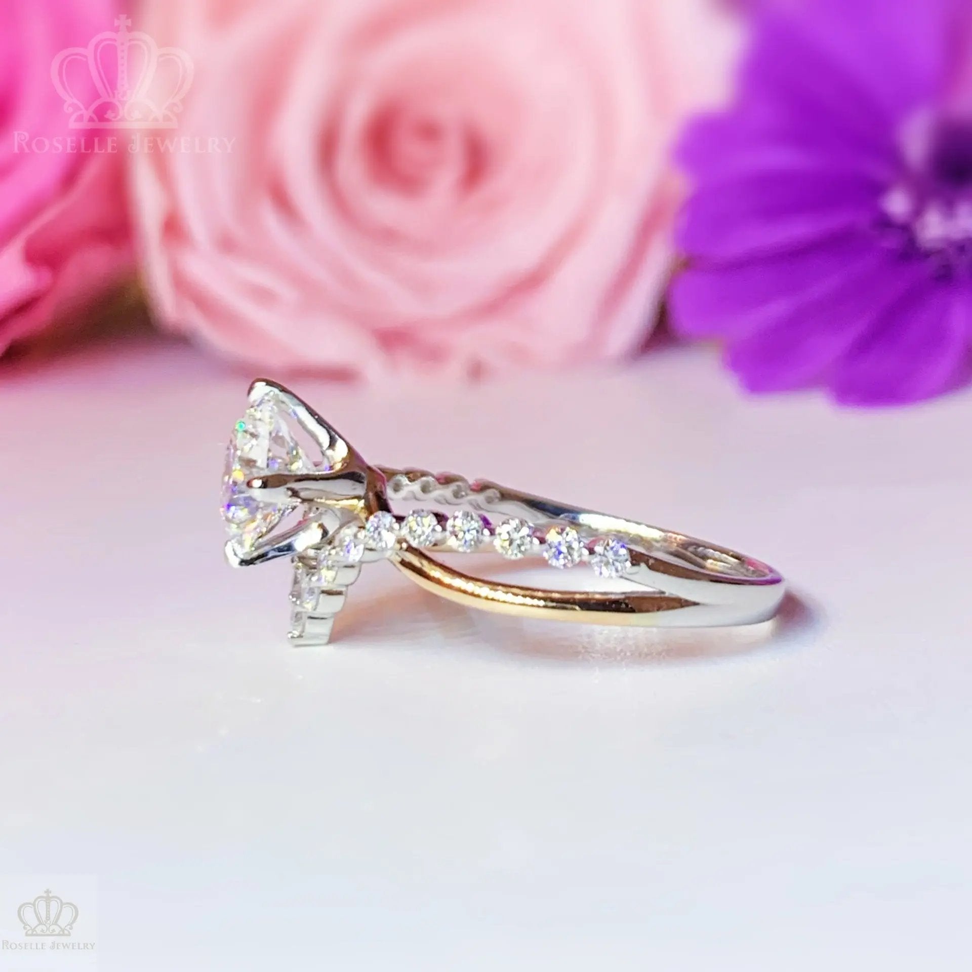 Two Tone V shape Side Stone Diamond Engagement Ring [Setting Only] - LGR042 CHARLISA™