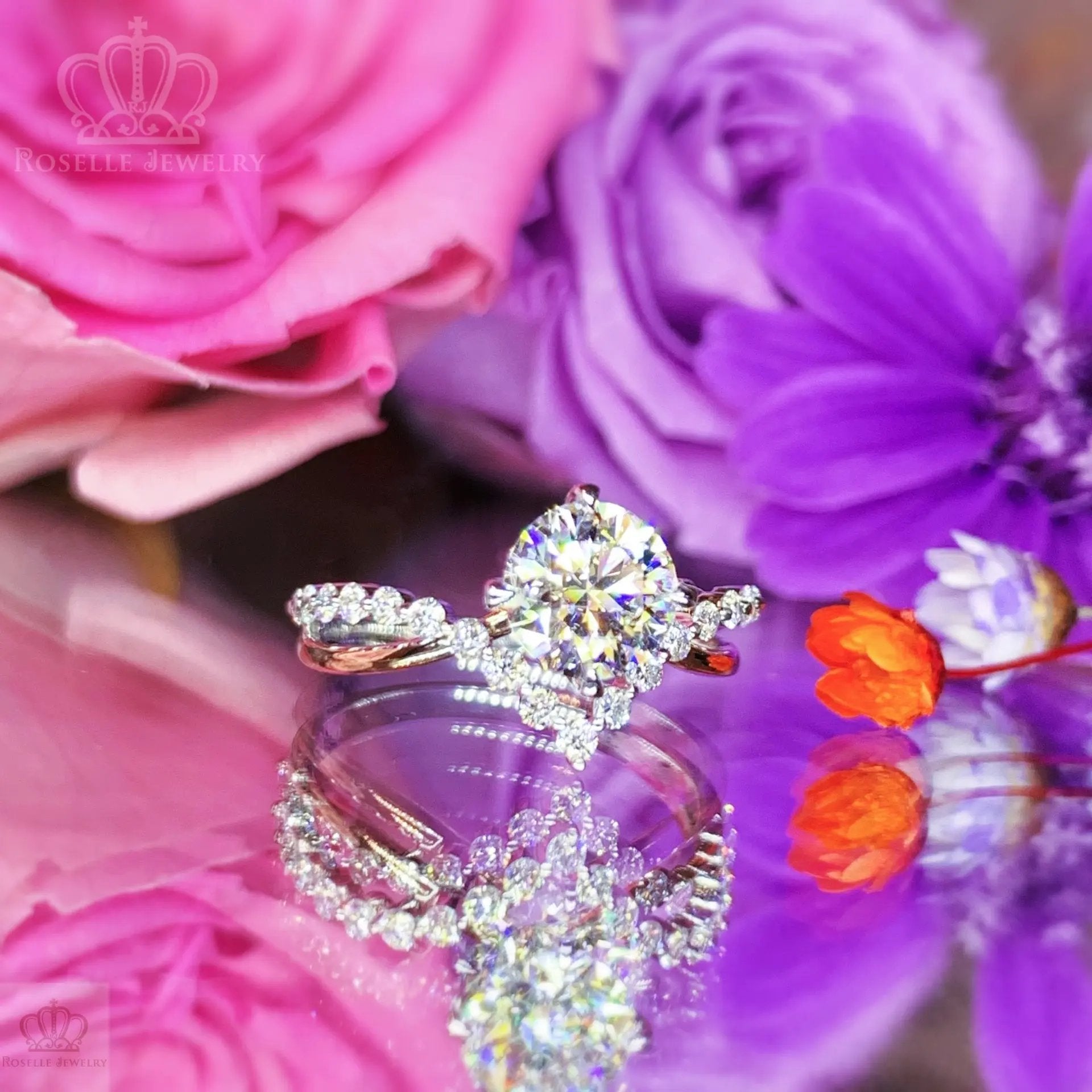 Two Tone V shape Side Stone Diamond Engagement Ring [Setting Only] - LGR042 CHARLISA™