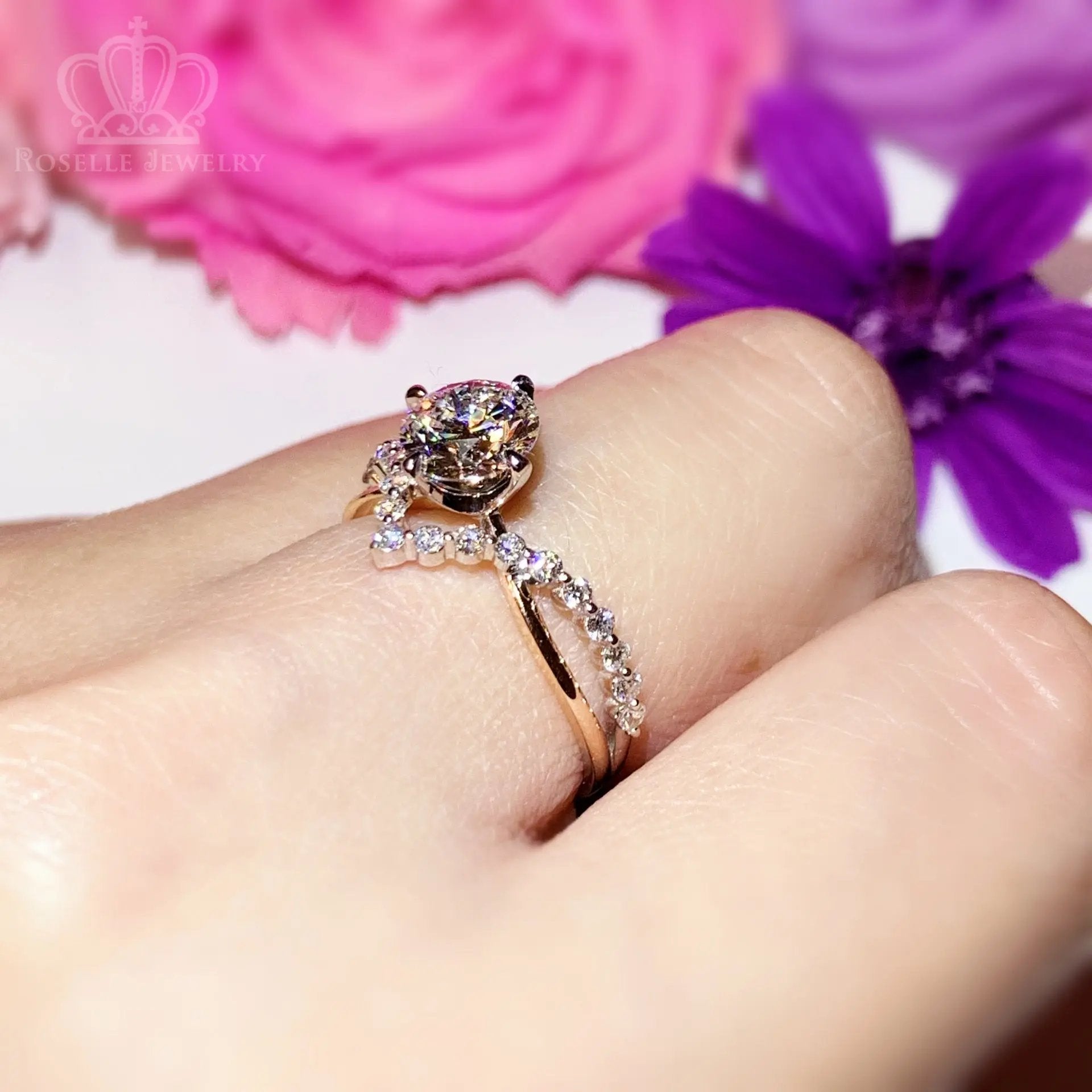 Two Tone V shape Side Stone Diamond Engagement Ring [Setting Only] - LGR042 CHARLISA™