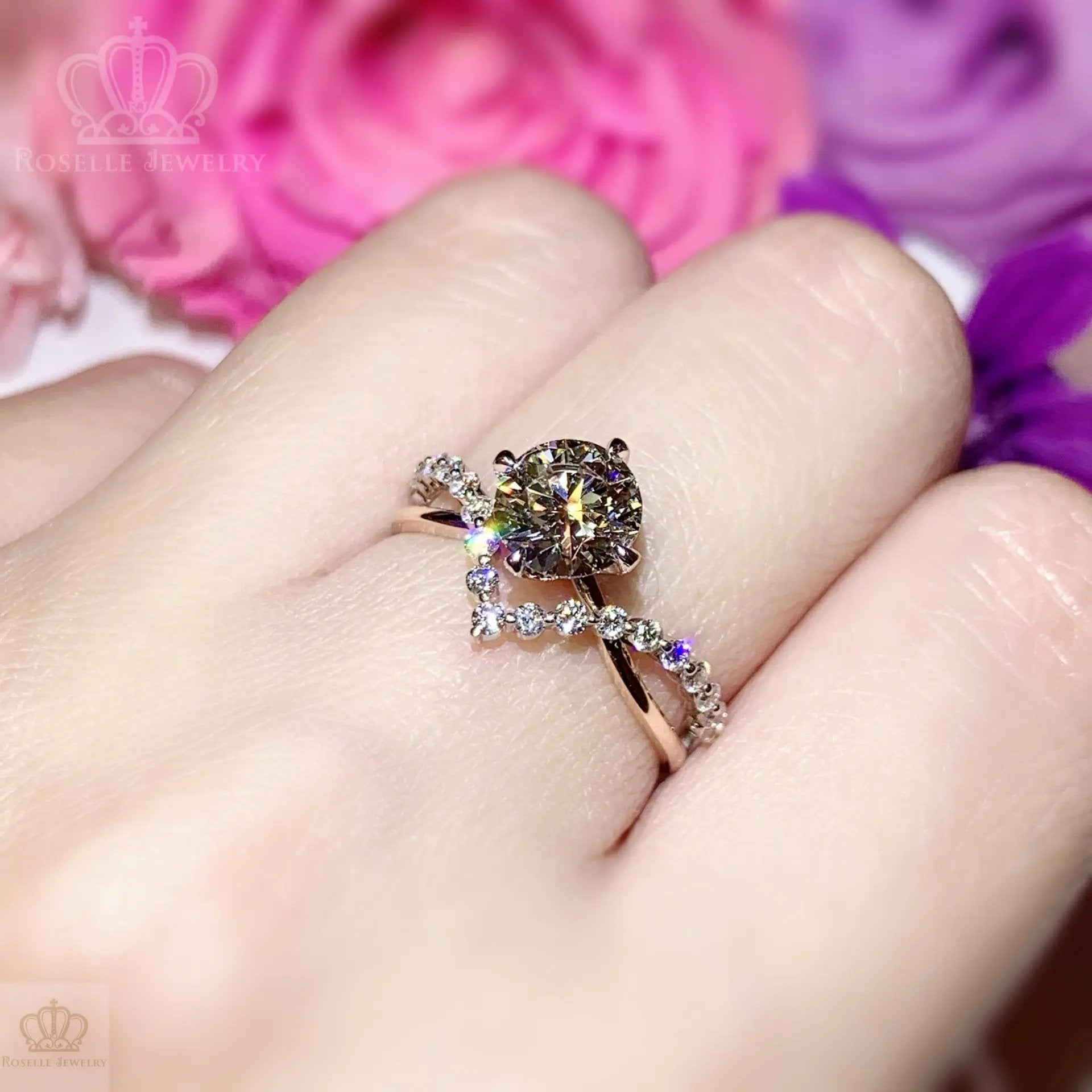 Two Tone V shape Side Stone Diamond Engagement Ring [Setting Only] - LGR042 CHARLISA™