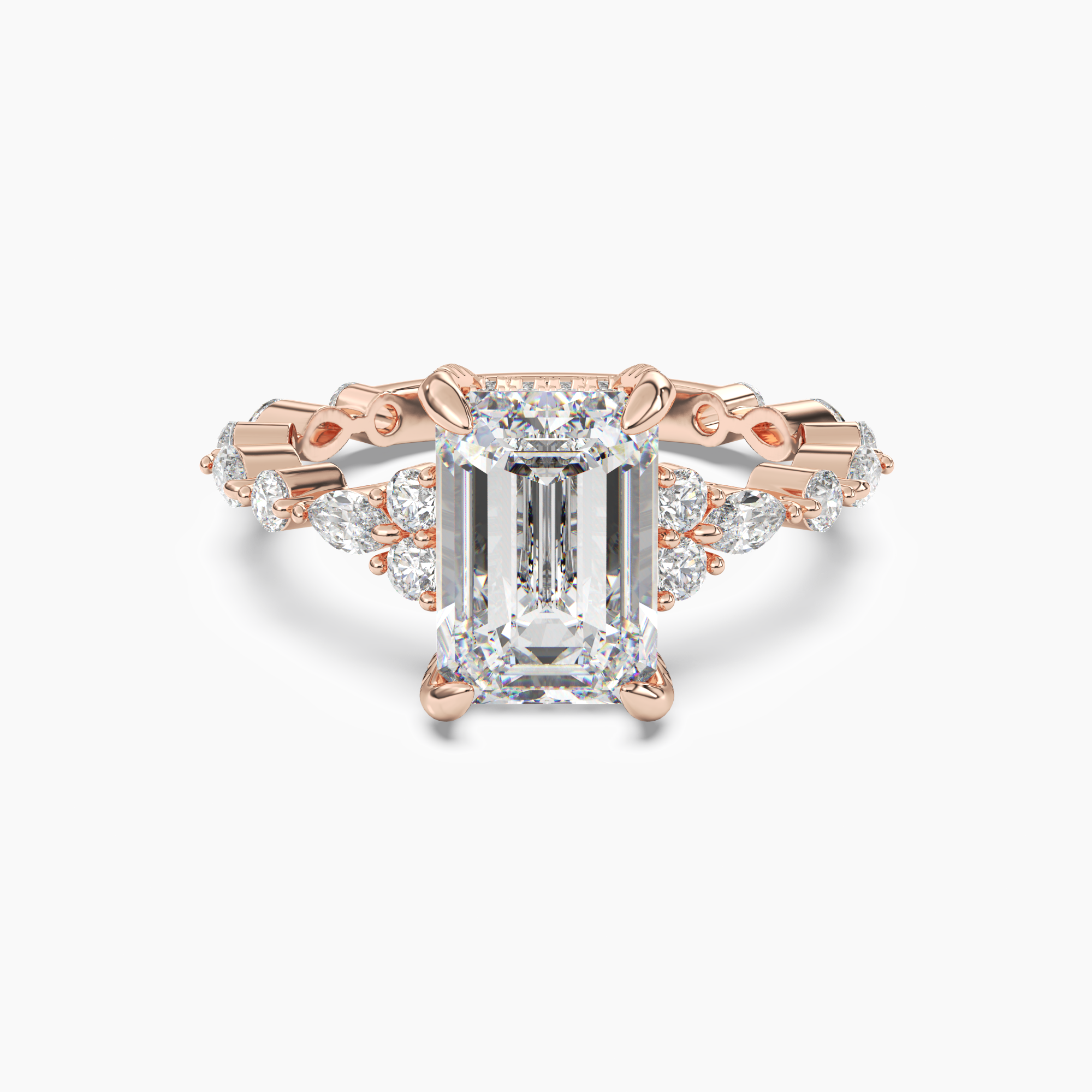 OBSER216 - Lace Emerald engagement ring setting view 7
