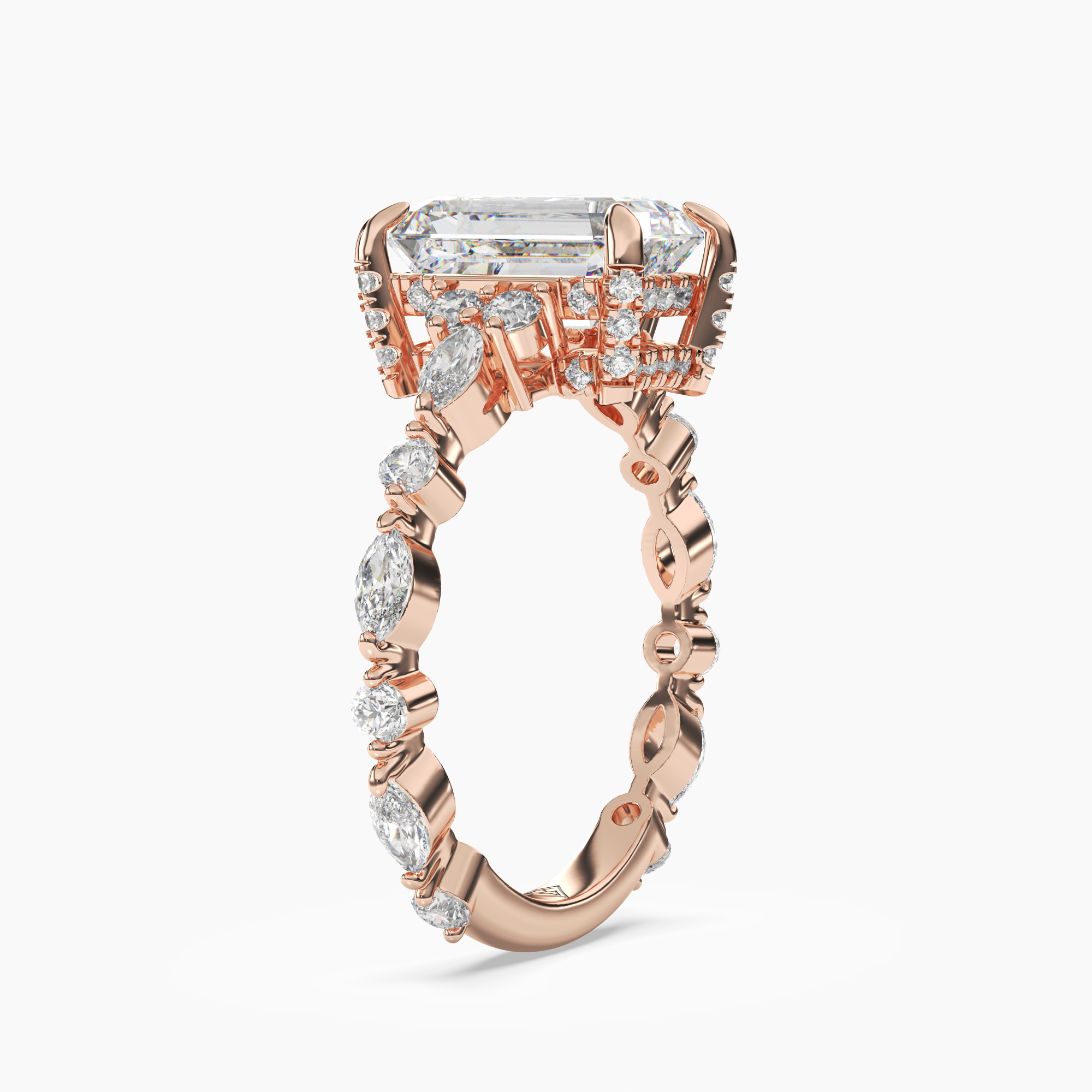 OBSER216 - Lace Emerald engagement ring setting view 8