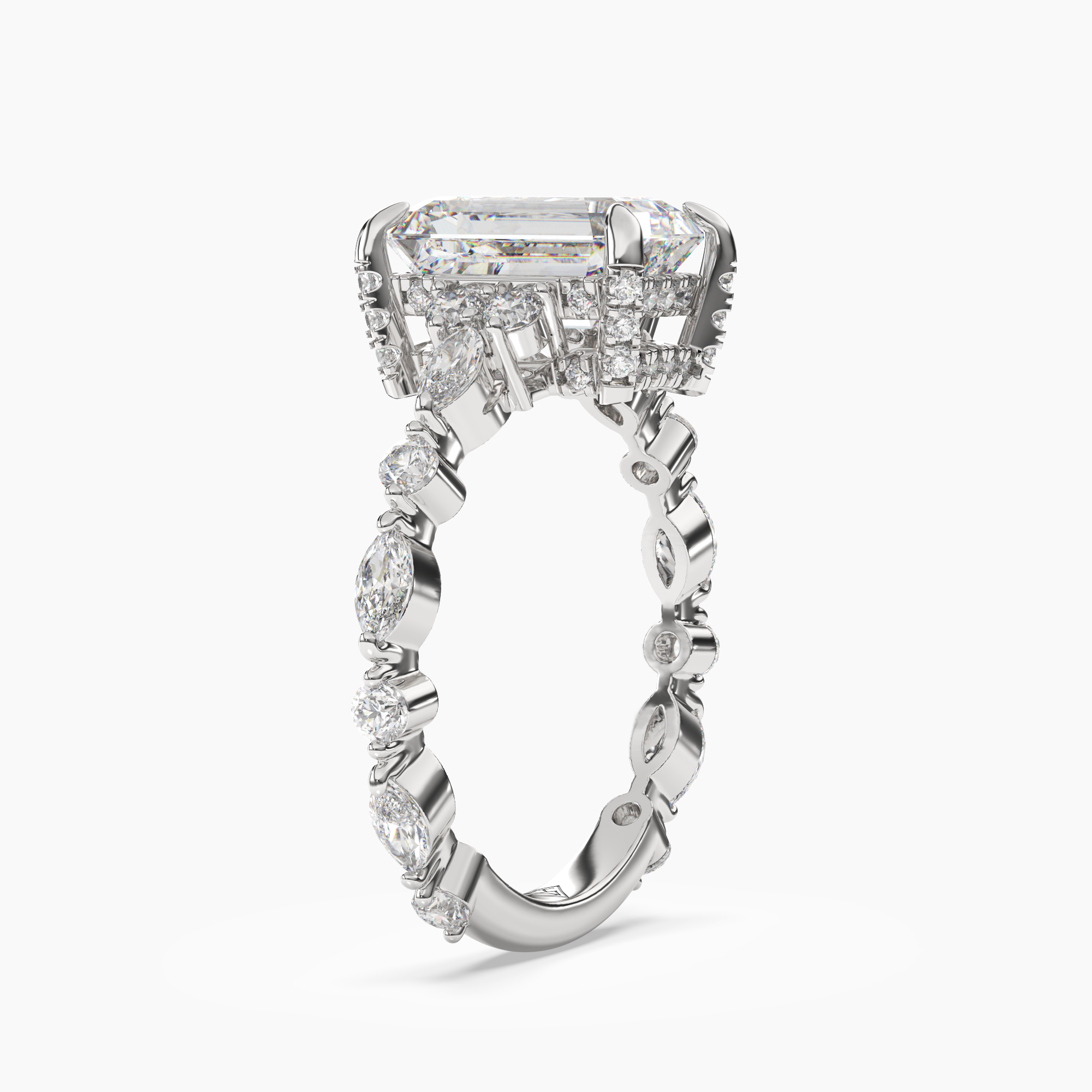 OBSER216 - Lace Emerald engagement ring setting view 2