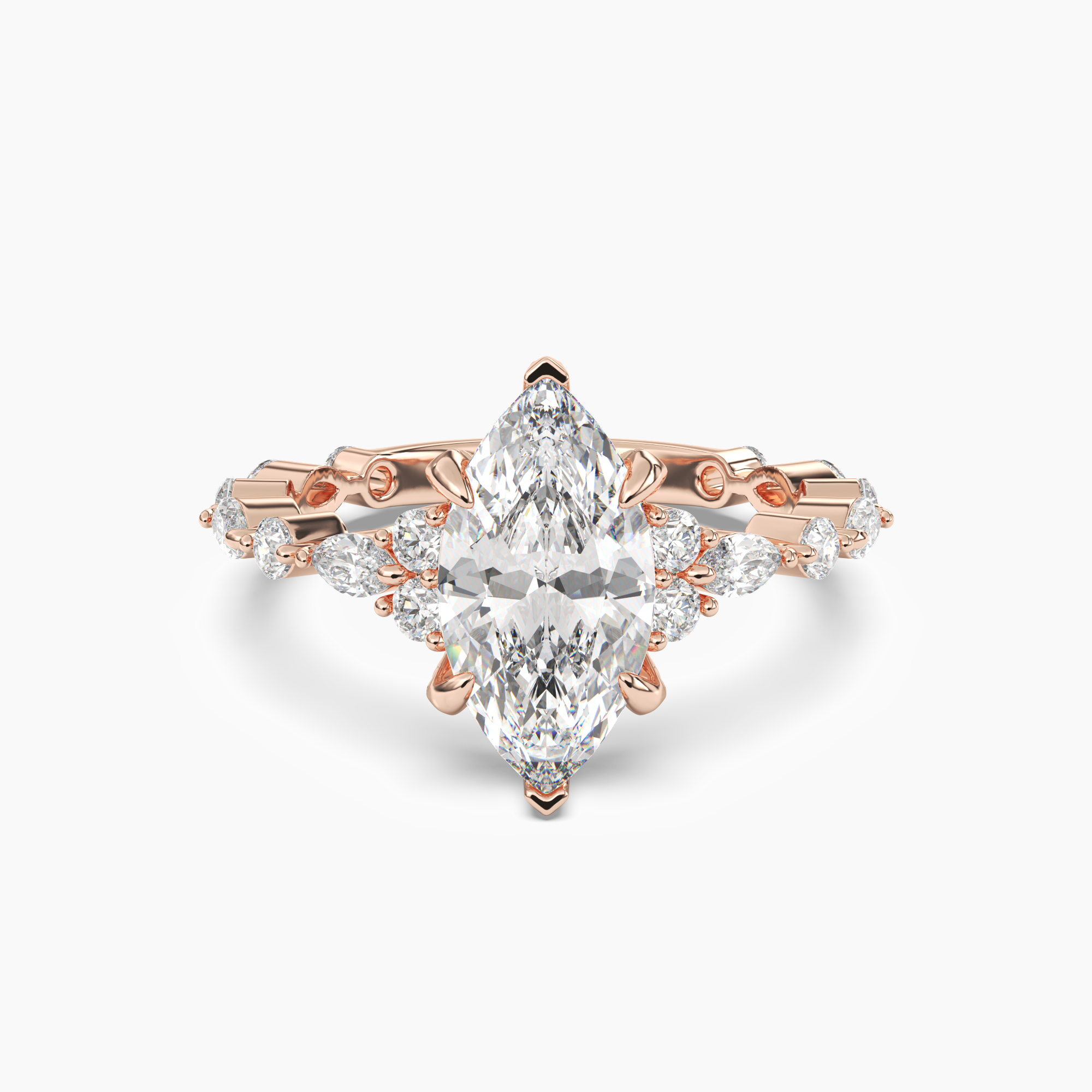 OBSER011 - Lace Marquise engagement ring setting view 7