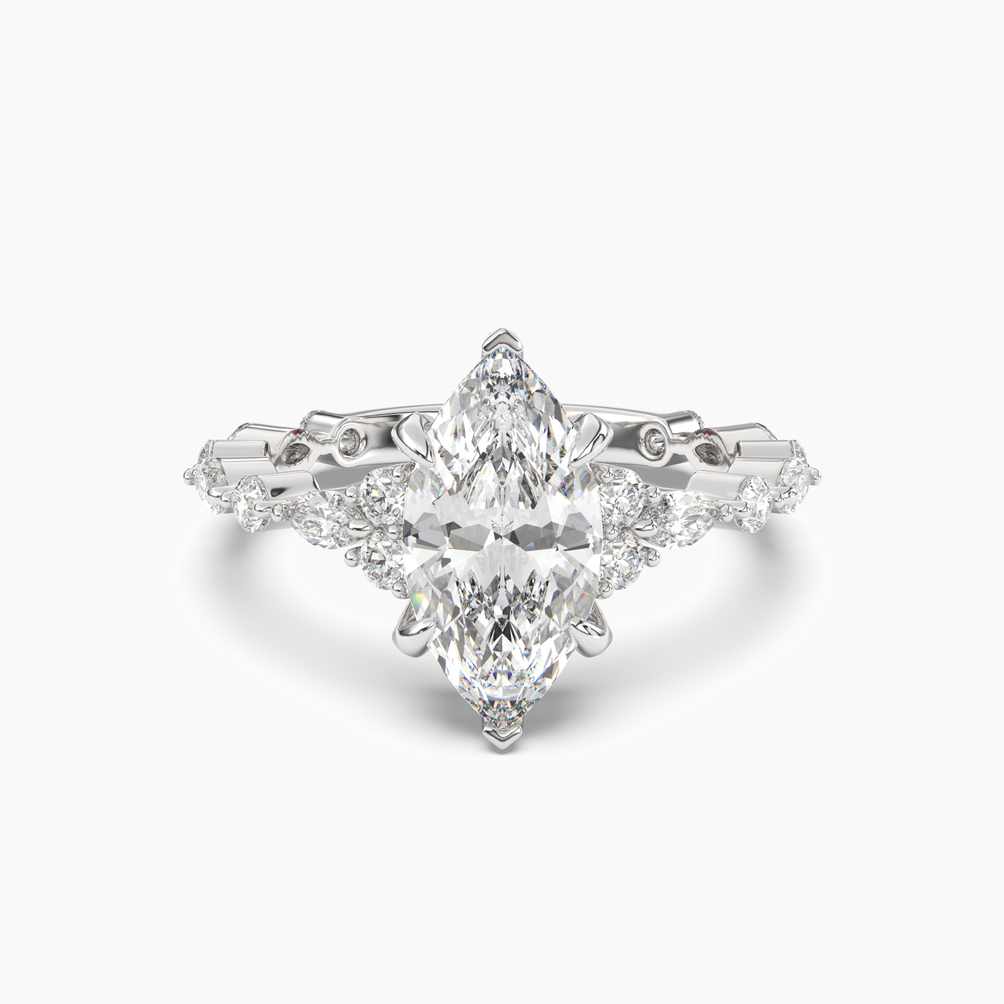 OBSER011 - Lace Marquise engagement ring setting view 1