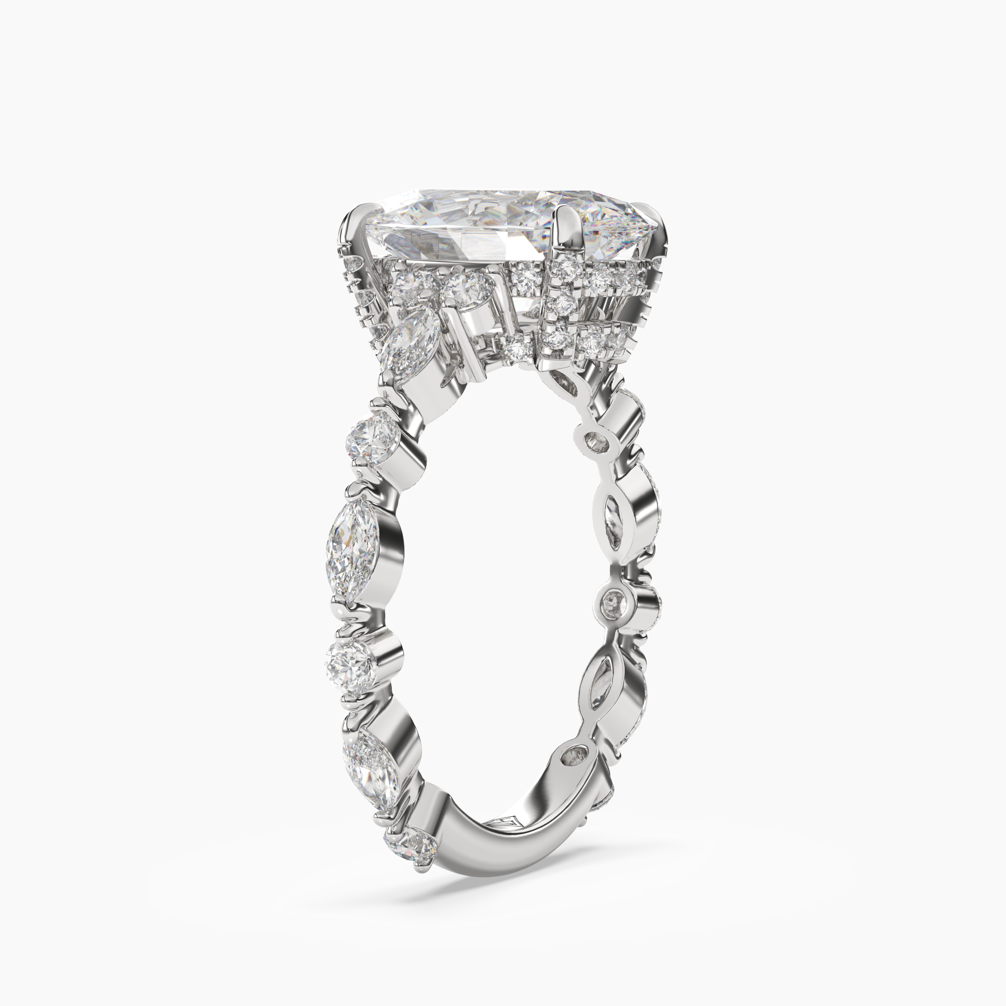 OBSER215 - Lace Oval engagement ring setting view 2
