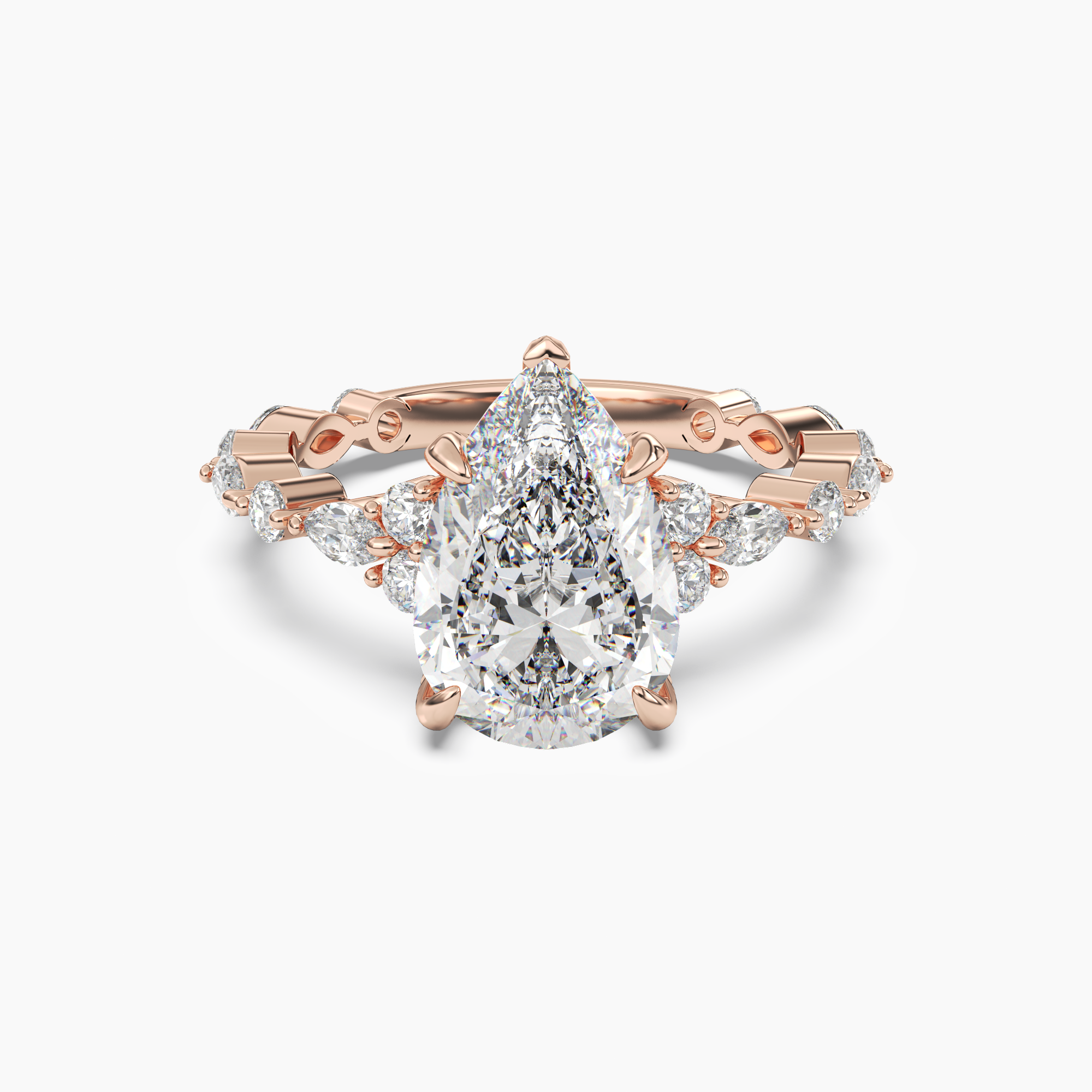 OBSER214 - Lace Pear engagement ring setting view 7