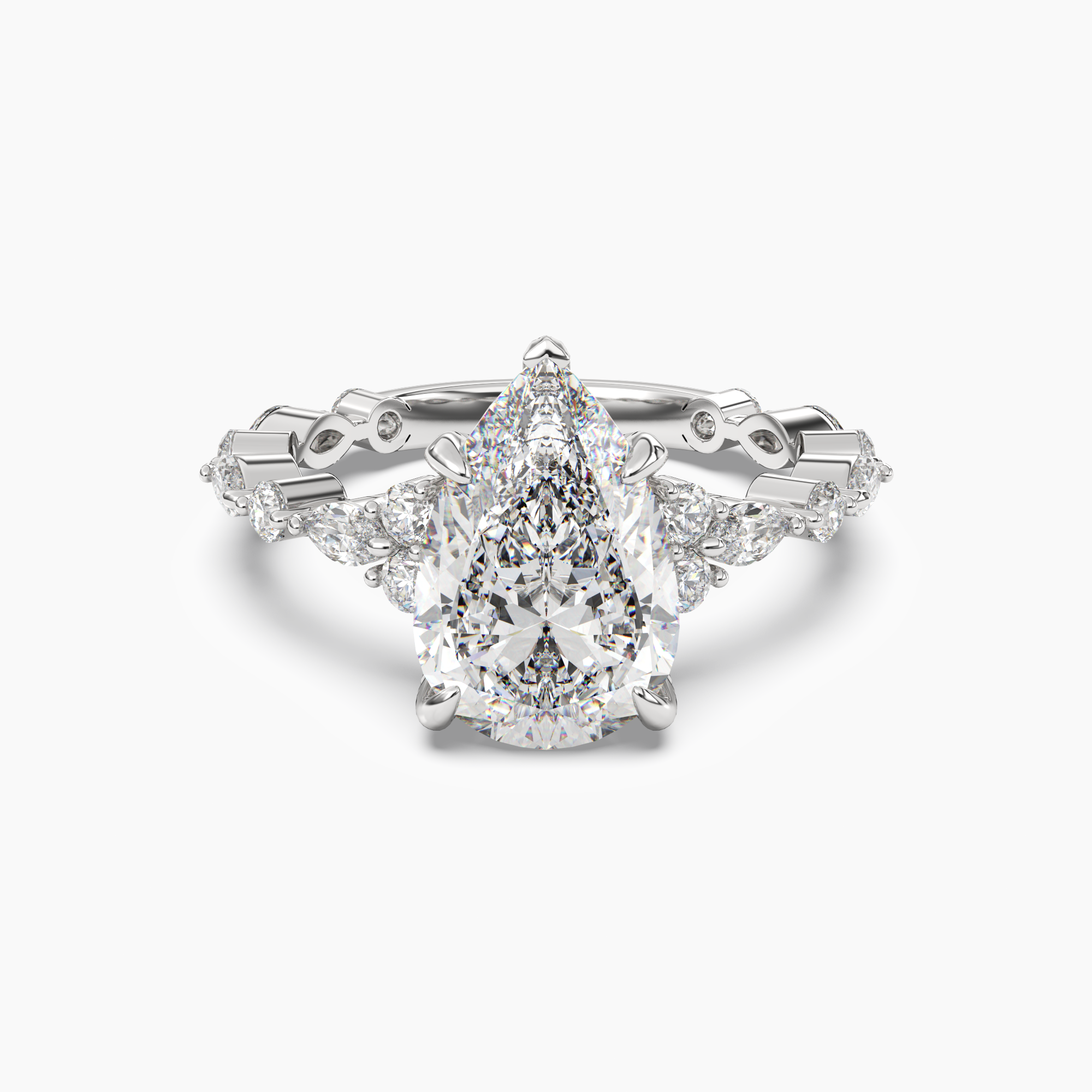 OBSER214 - Lace Pear engagement ring setting view 1