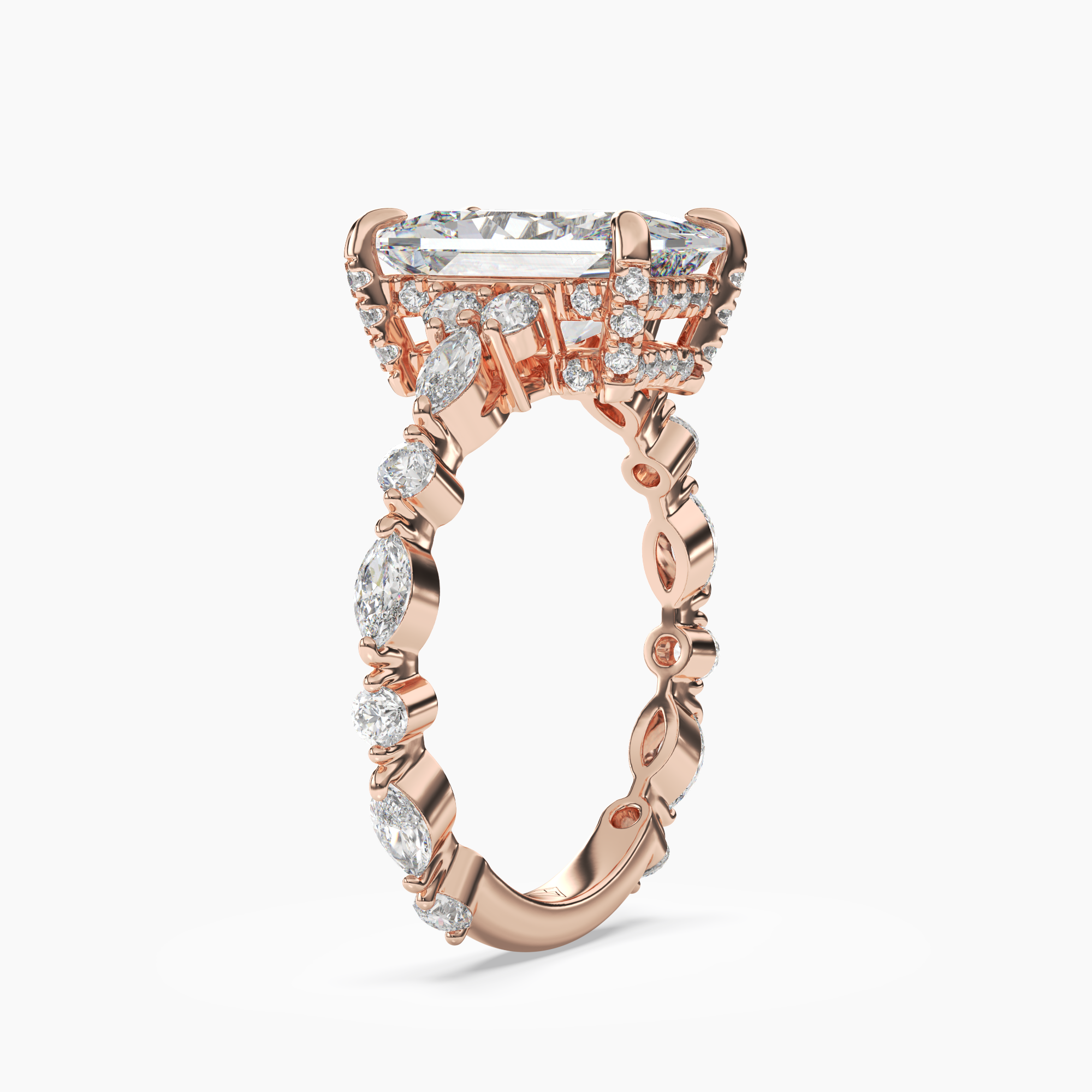 OBSER017 - Lace Radiant engagement ring setting view 8
