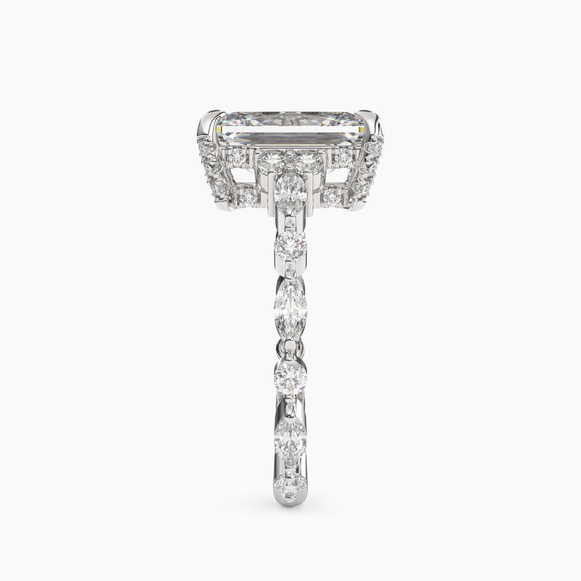 OBSER017 - Lace Radiant engagement ring setting view 3