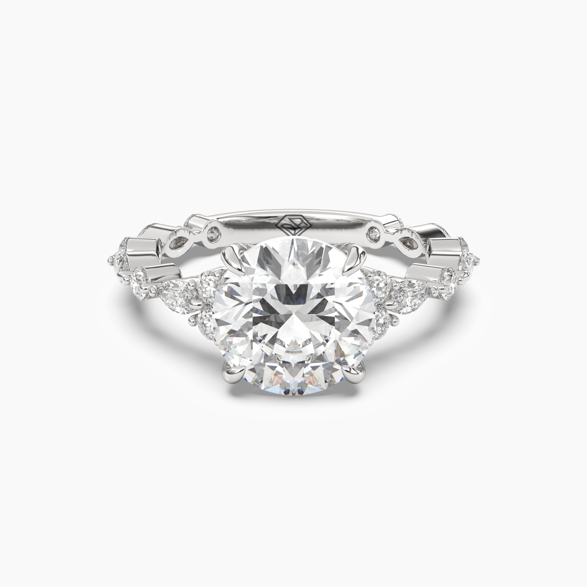 OBSER116 - Lace Round engagement ring setting view 1