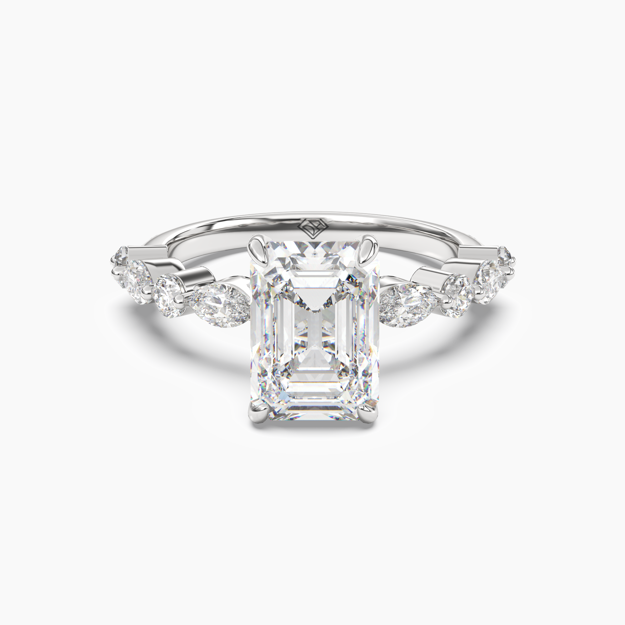 OBSER208 - Aster Emerald engagement ring setting view 1