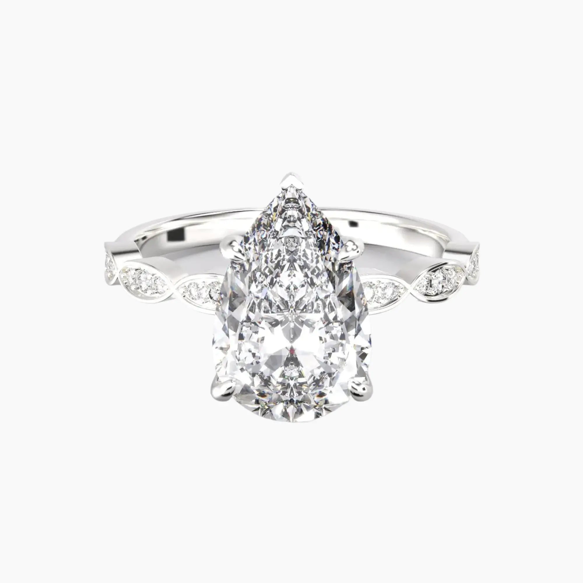 OBSER201 - Feather Pear engagement ring setting view 1