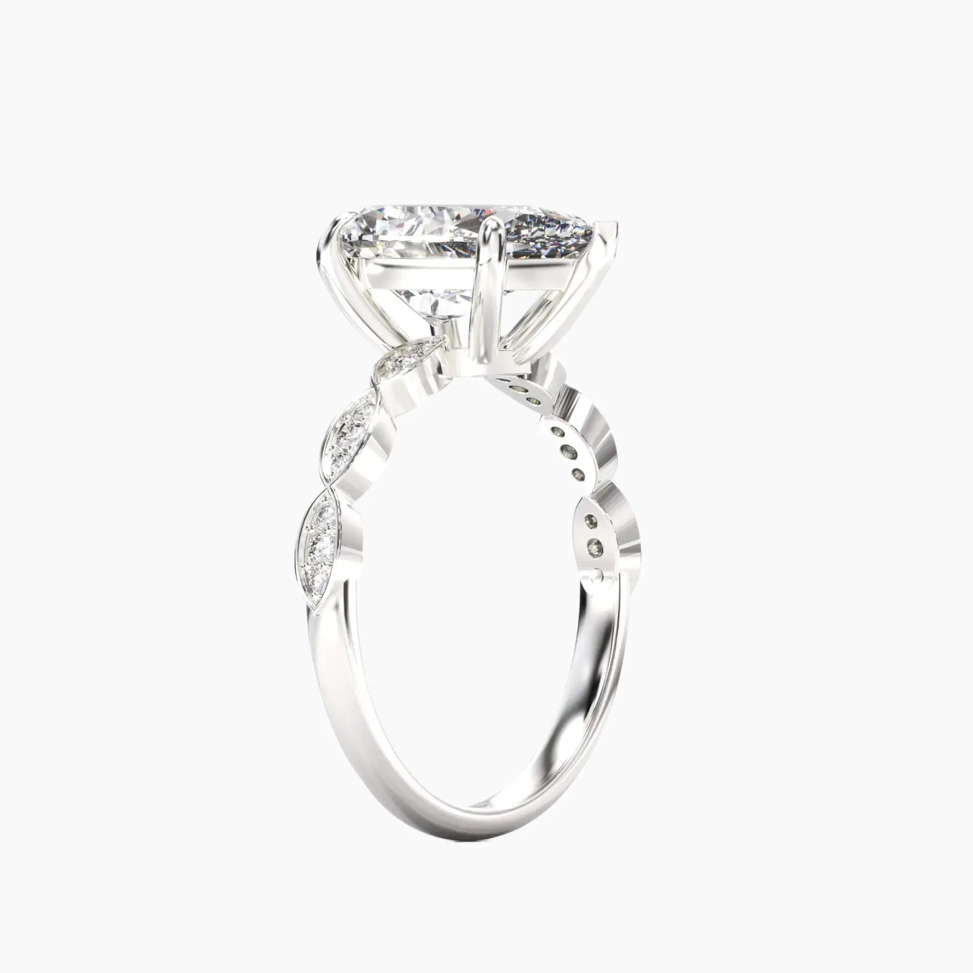 OBSER201 - Feather Pear engagement ring setting view 2