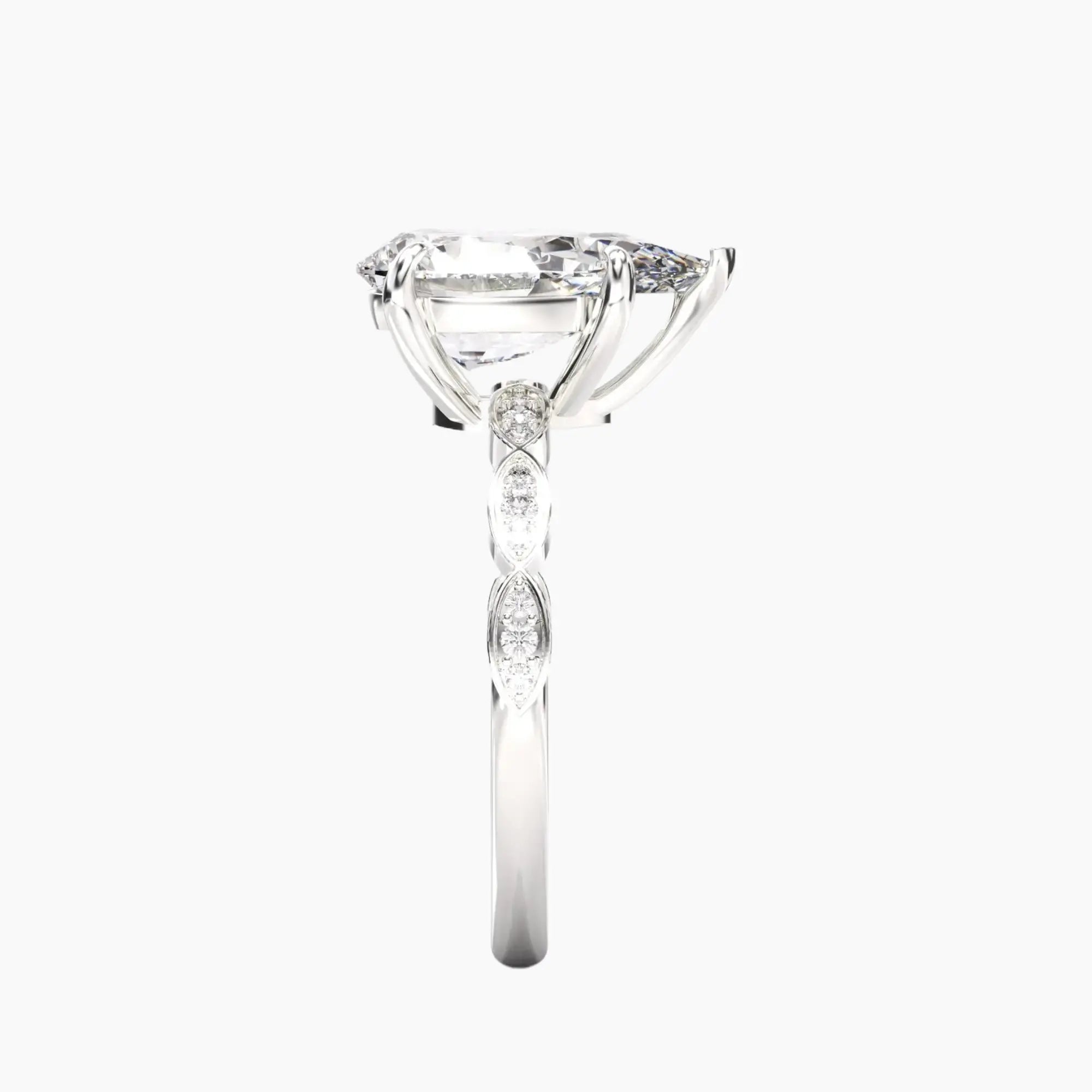 OBSER201 - Feather Pear engagement ring setting view 3
