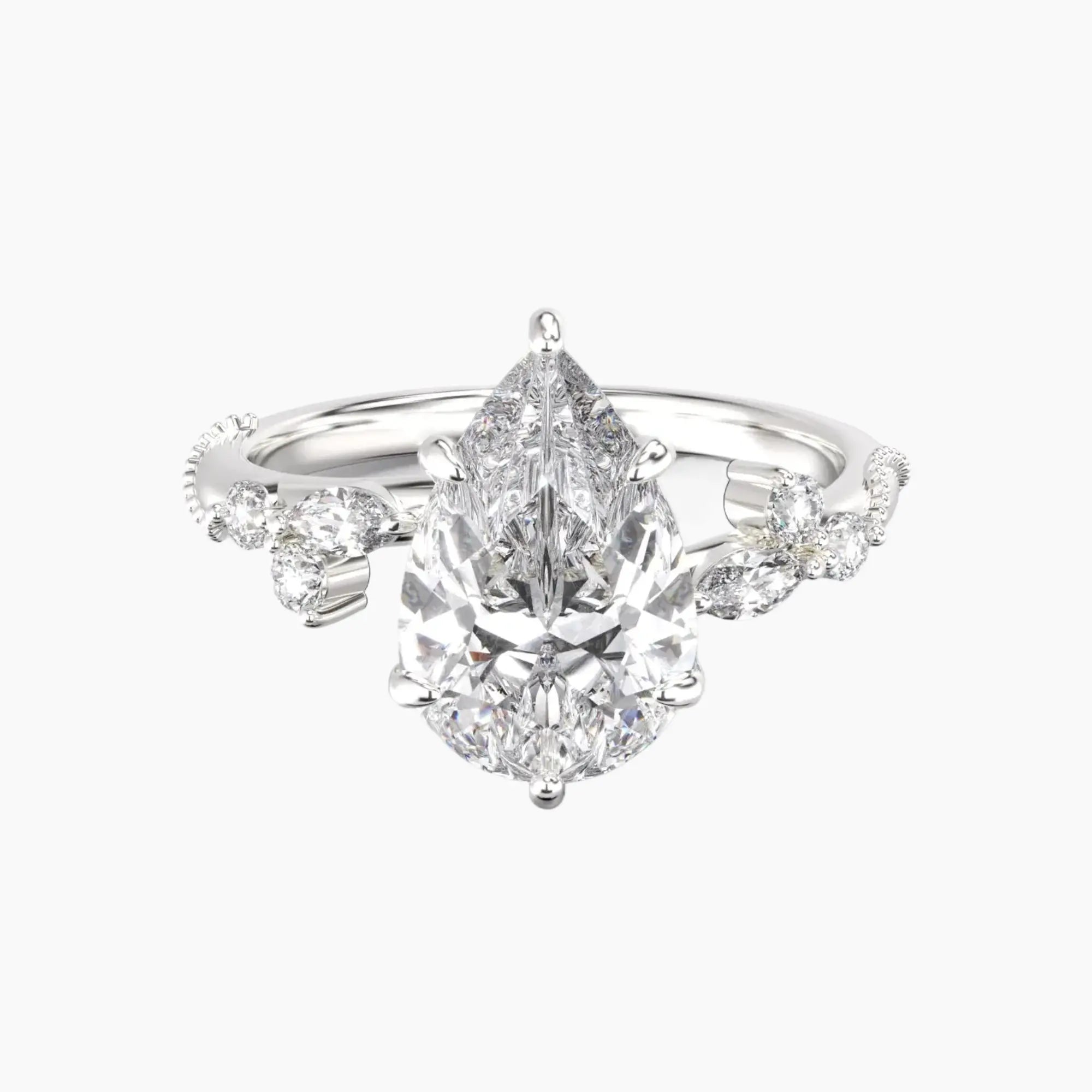 OBSER111 - Chantilly Pear engagement ring setting view 1