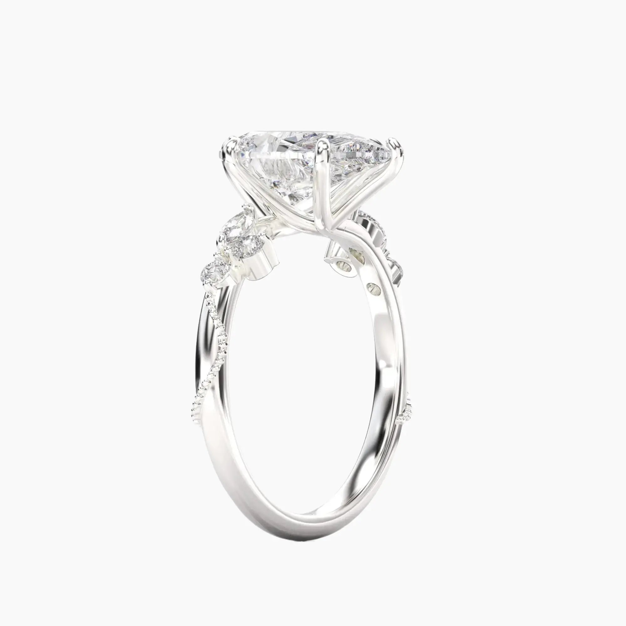 OBSER111 - Chantilly Pear engagement ring setting view 2