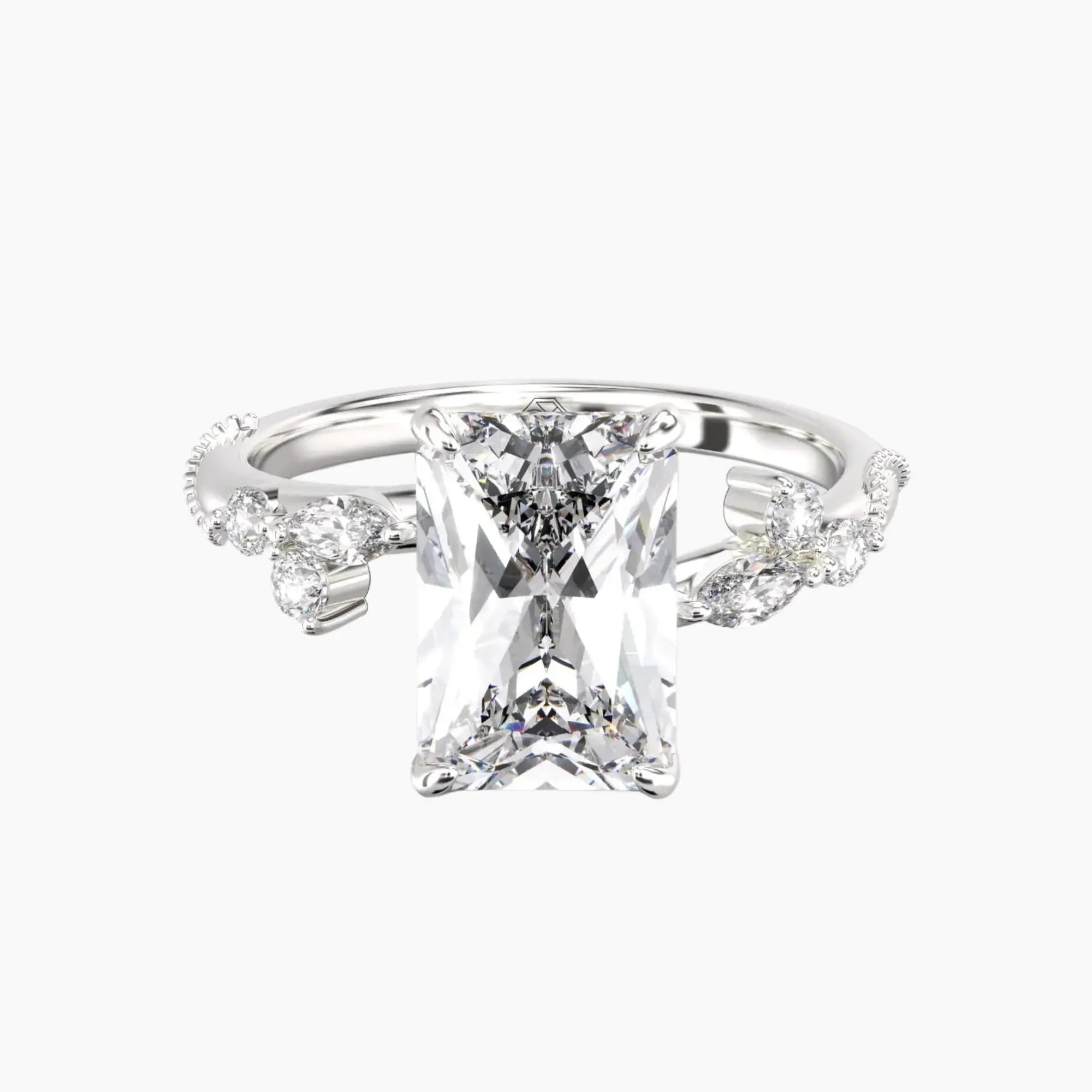 OBSER197 - Chantilly Radiant engagement ring setting view 1