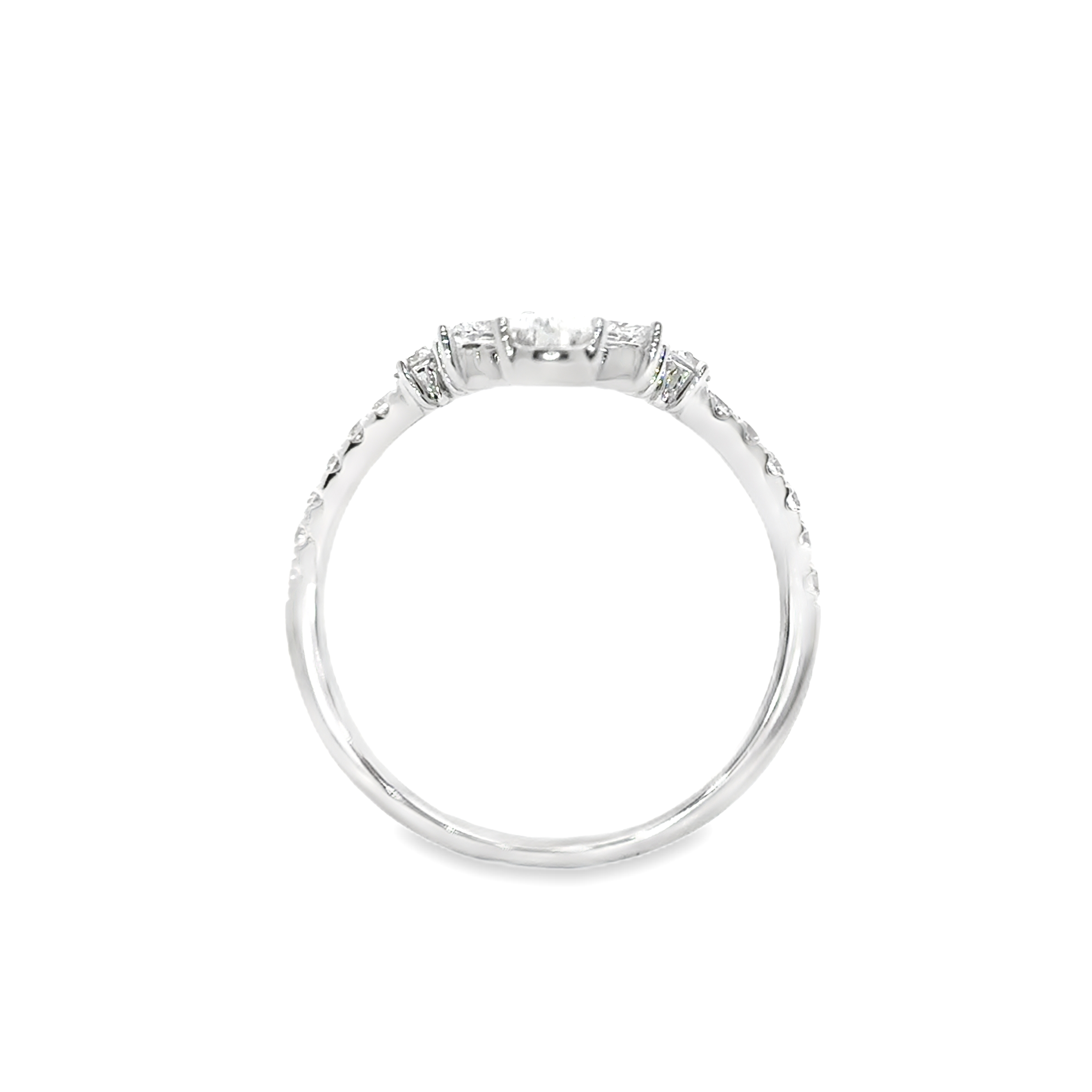 LBB006 - V-Shaped Pear at Round Lab Diamond Wedding Ring