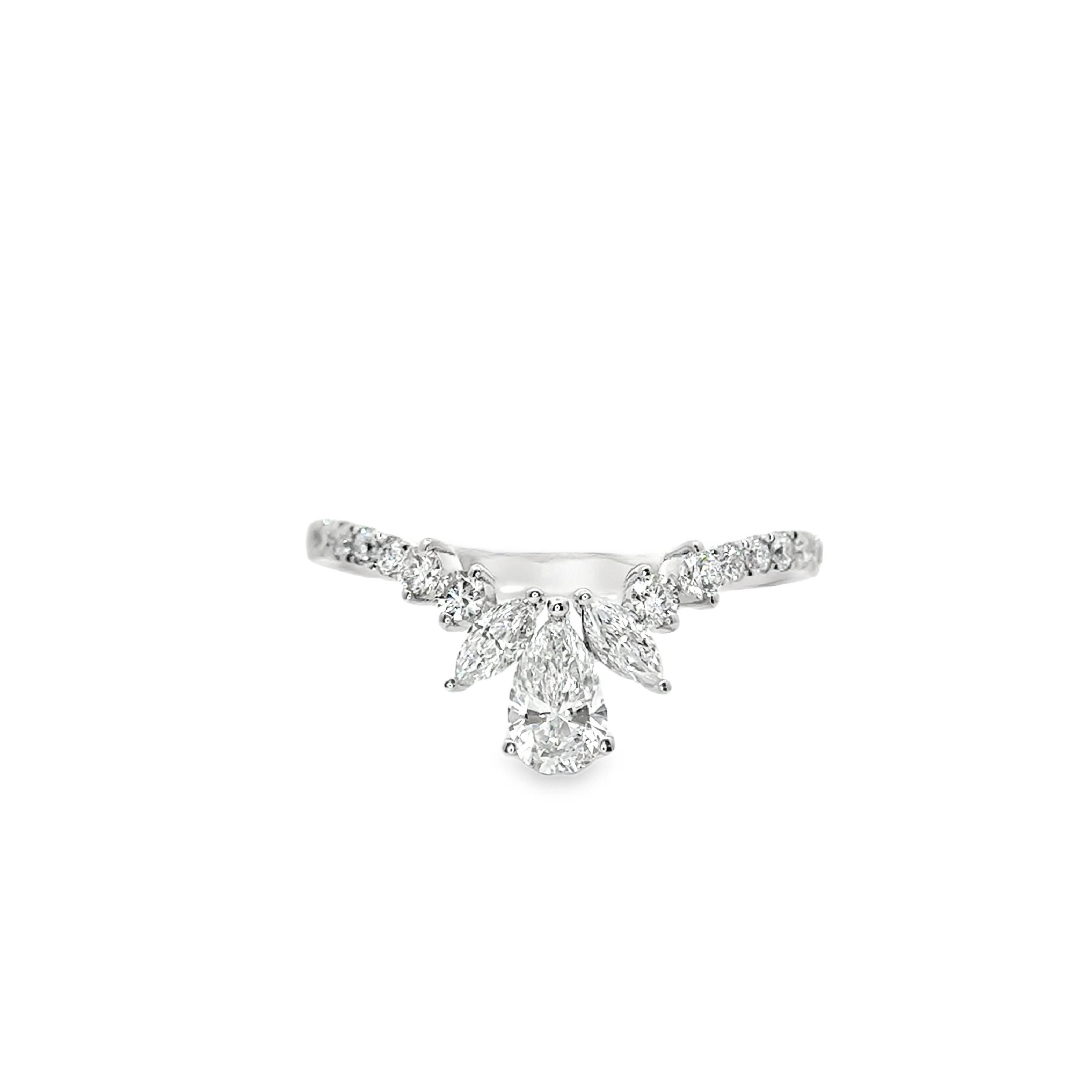 LBB006 - V-Shaped Pear at Round Lab Diamond Wedding Ring