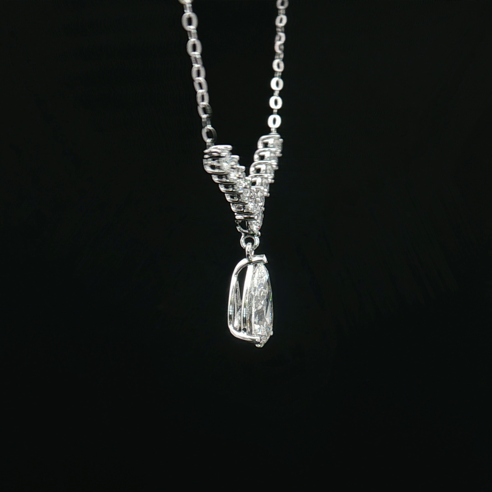 LC107 - [Setting Only] Graduated Round & Pear Diamond Drop Necklace