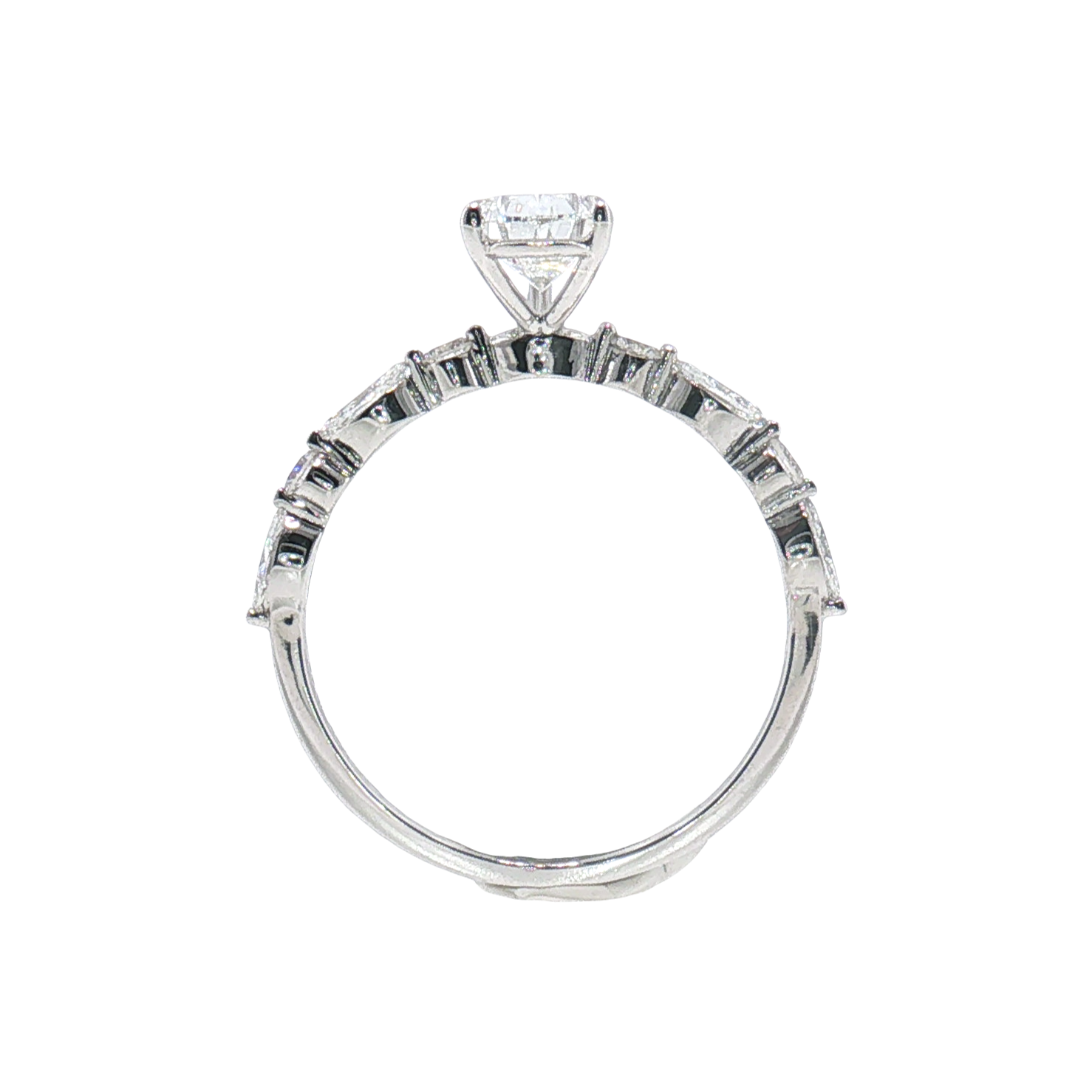 LGT0138 - [Setting Only] Pear Cut Engagement Ring with Alternating Marquise & Round Diamond Band