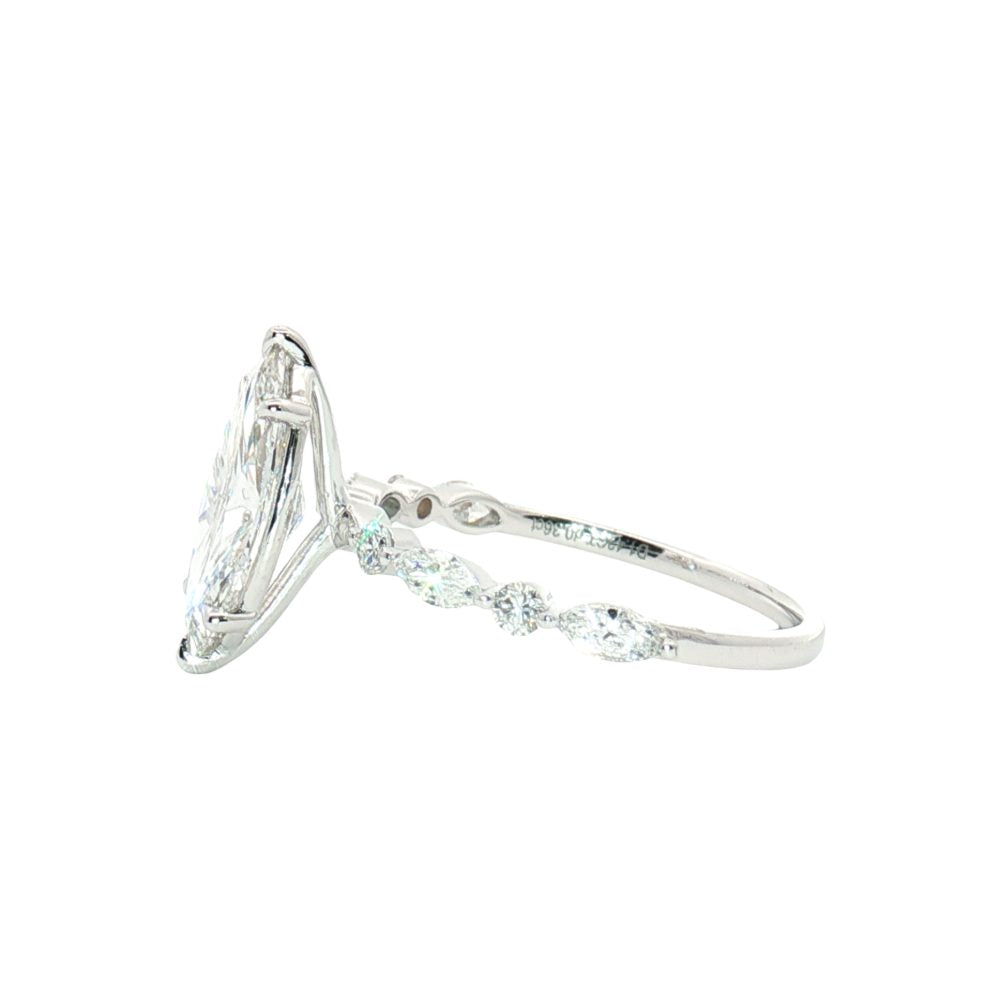 LGT0138 - [Setting Only] Pear Cut Engagement Ring with Alternating Marquise & Round Diamond Band