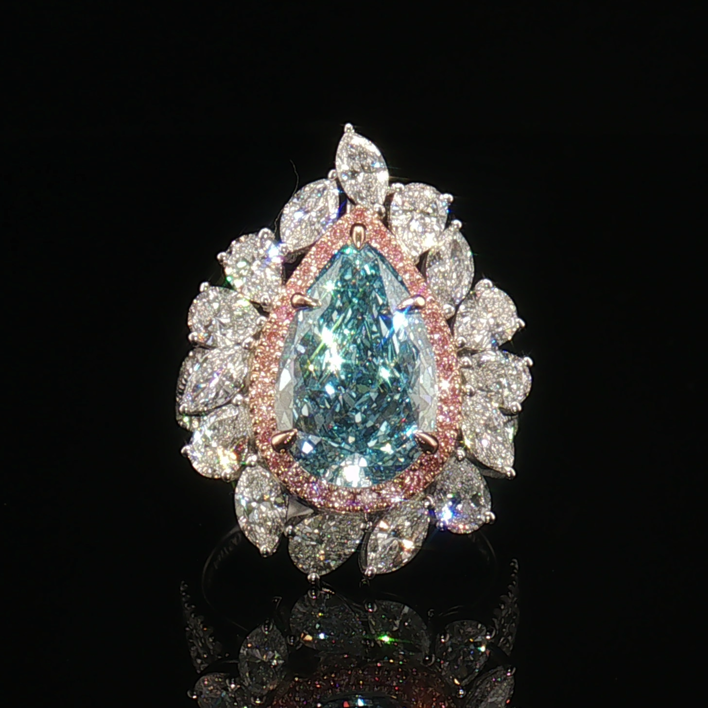 LGV0414 - Setting Only Pear Cut Floral Halo Engagement Ring