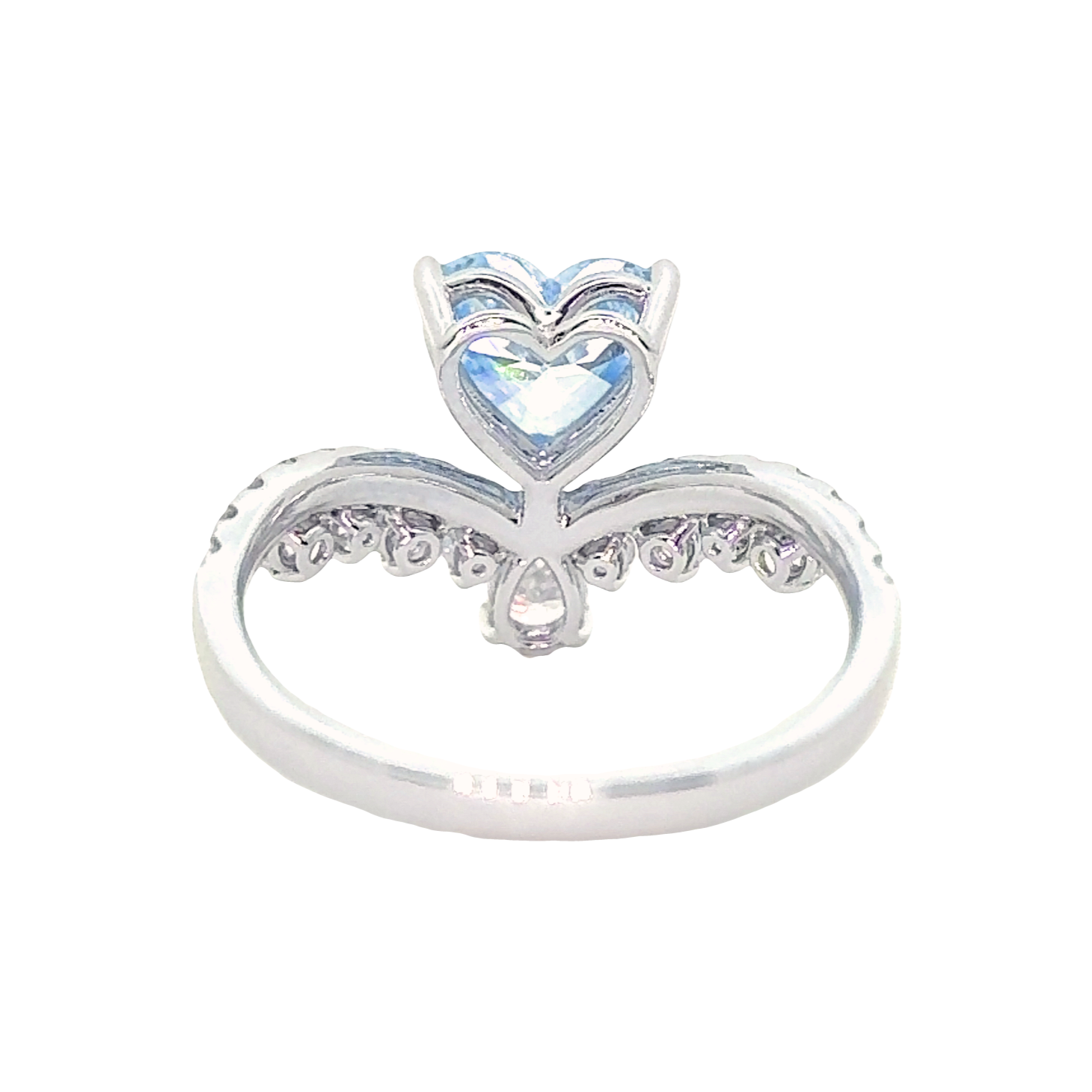 LGV0507 - [Setting Only] Heart Cut Pavé Side Stone Engagement Ring with Pear Diamond Accent