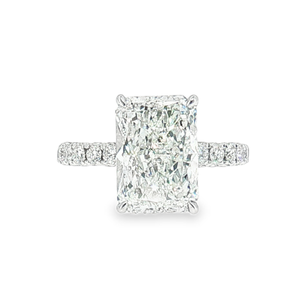 LGV0535 - [Setting Only] Radiant Cut Pave Side Stone Engagement Ring