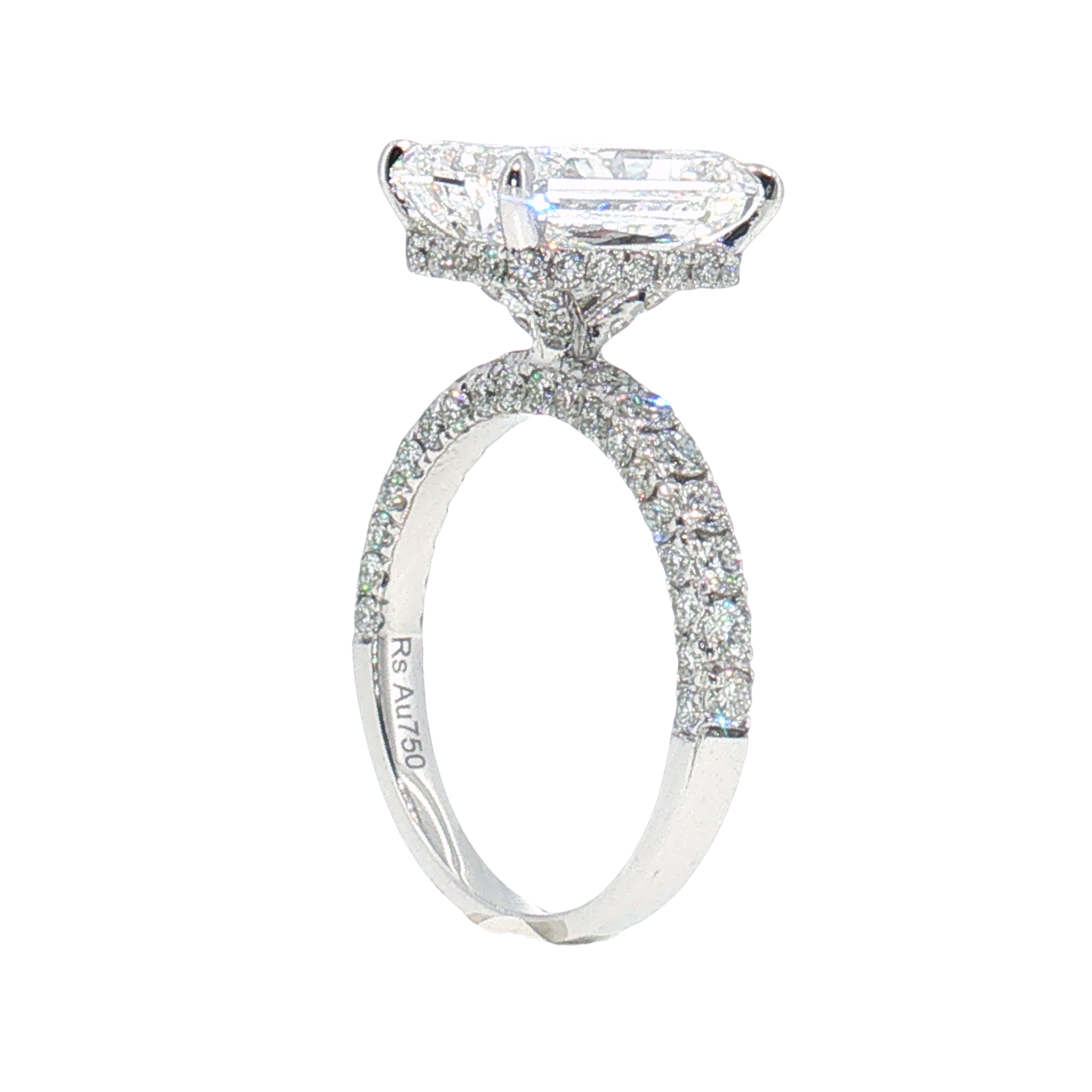LGV0535 - [Setting Only] Radiant Cut Pave Side Stone Engagement Ring
