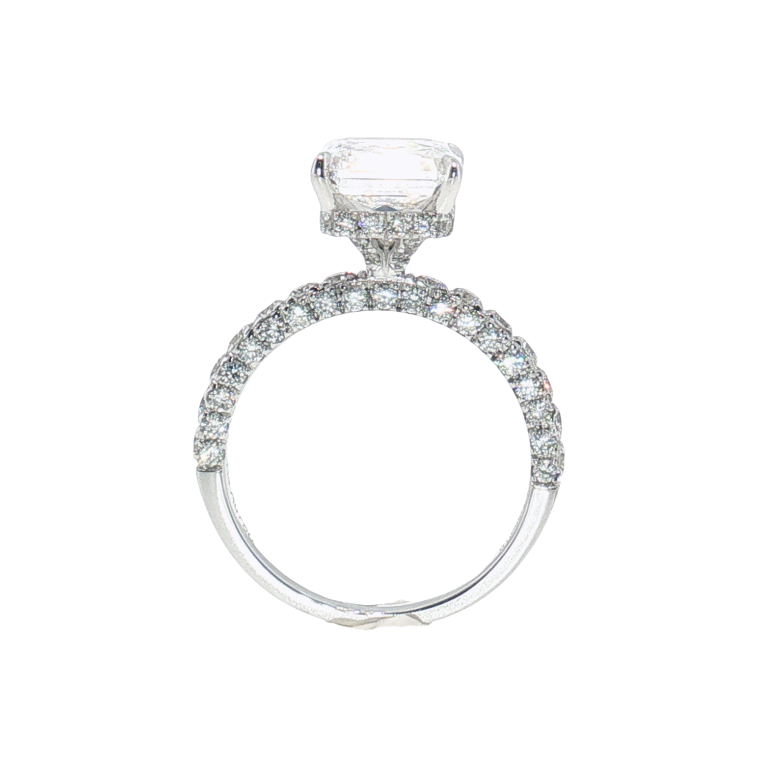 LGV0535 - [Setting Only] Radiant Cut Pave Side Stone Engagement Ring