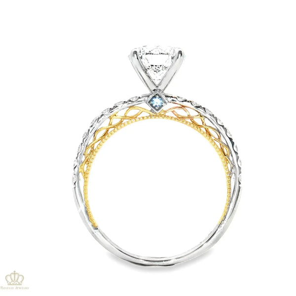 LGV1032 -  [Setting Only] Vintage Beaded Edges Side Stone Diamond Engagement Ring CHARLISA™