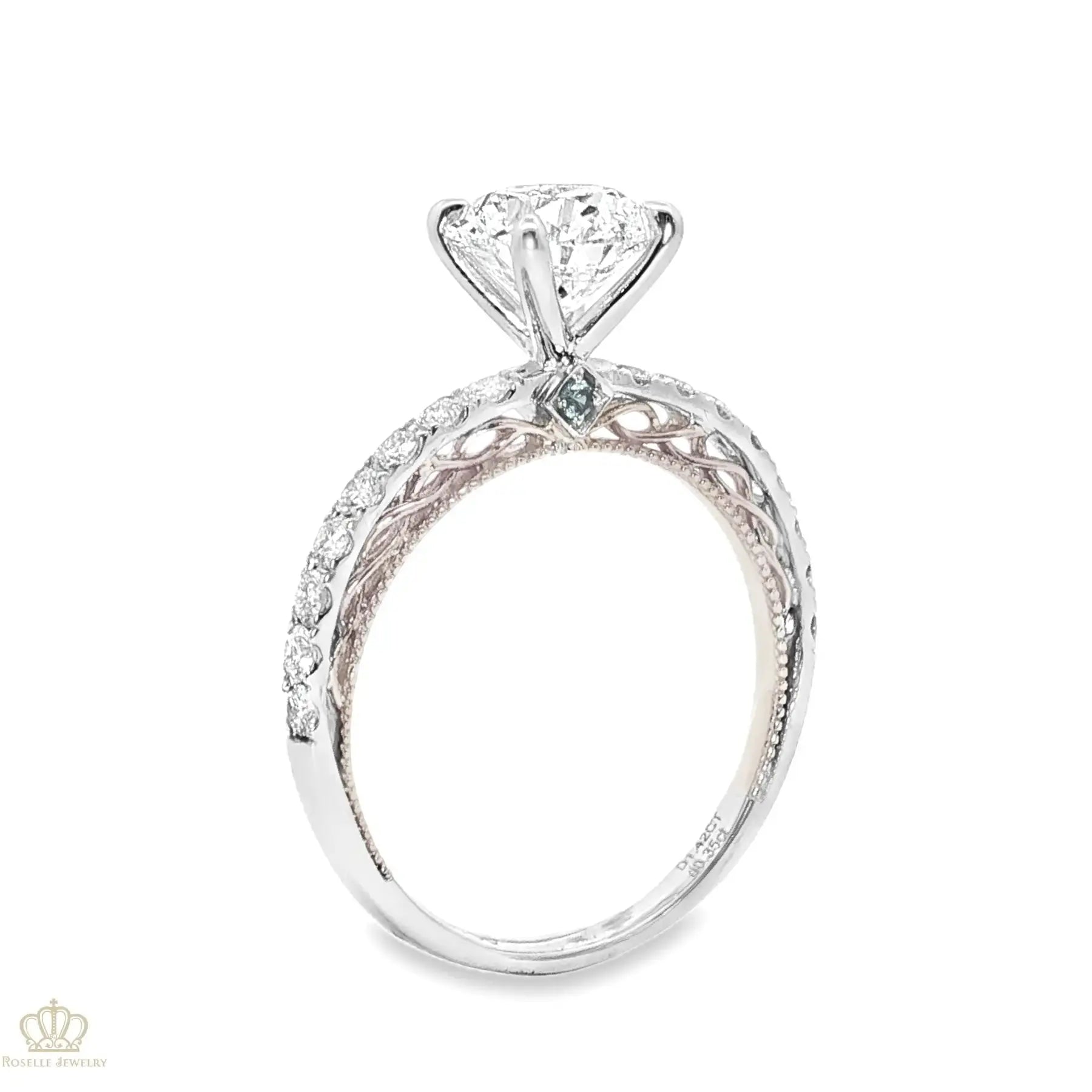 LGV1032 -  [Setting Only] Vintage Beaded Edges Side Stone Diamond Engagement Ring CHARLISA™