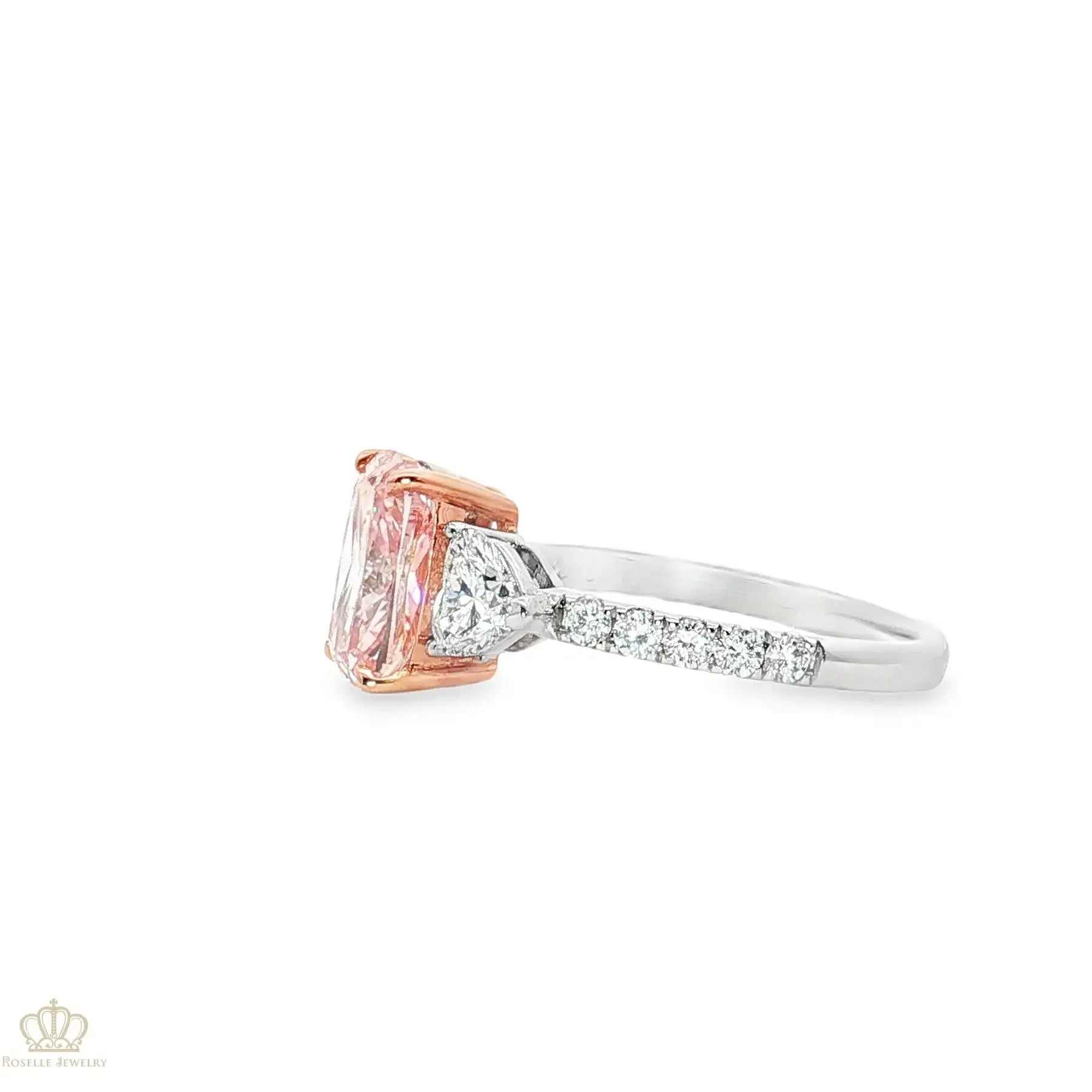 LGV301 - [Setting Only] Three-Stone Cushion with Pavé Band Engagement Setting CHARLISA™