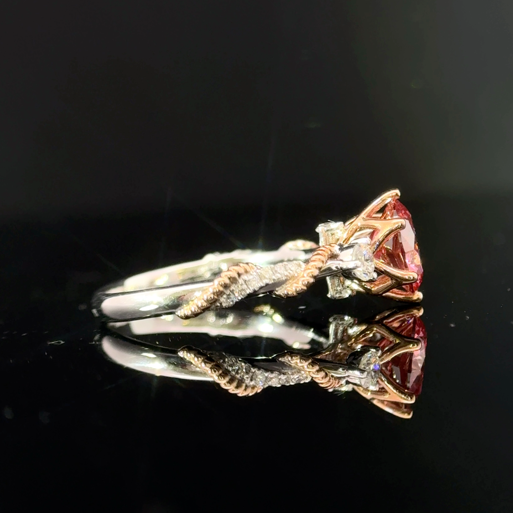 LGV1108 - [Setting Only] Twisted Shank Three Stone Round Engagement Ring